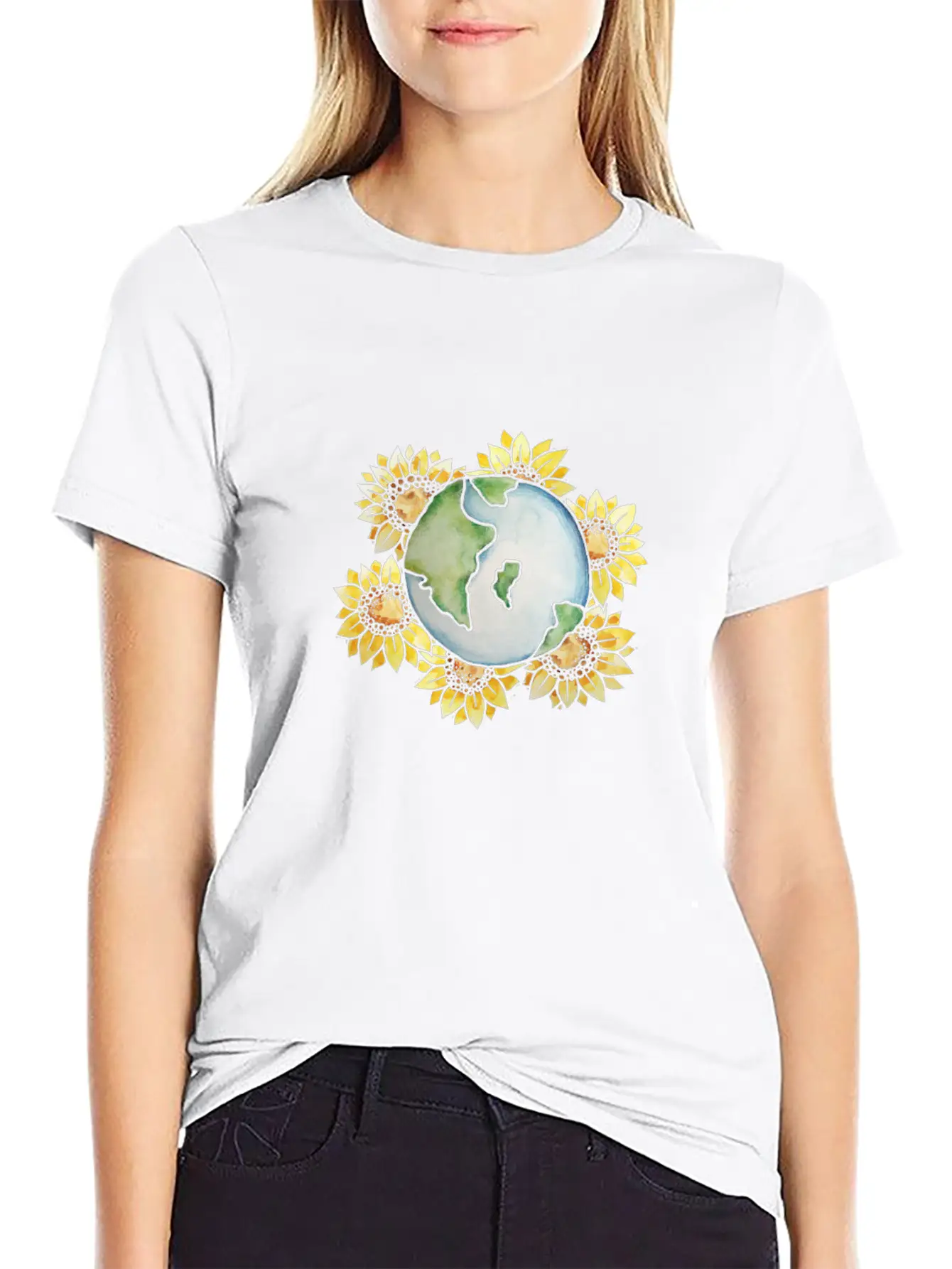 Earth Day Sunflower Earth Stylish Everyday T-Shirt – Unisex Basic Cotton Tee