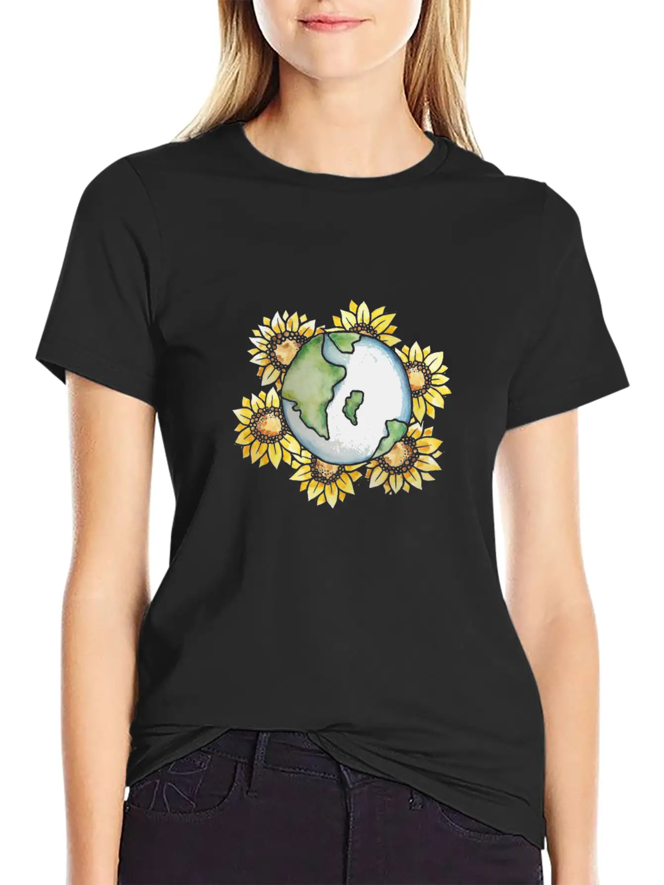 Earth Day Sunflower Earth Stylish Everyday T-Shirt – Unisex Basic Cotton Tee