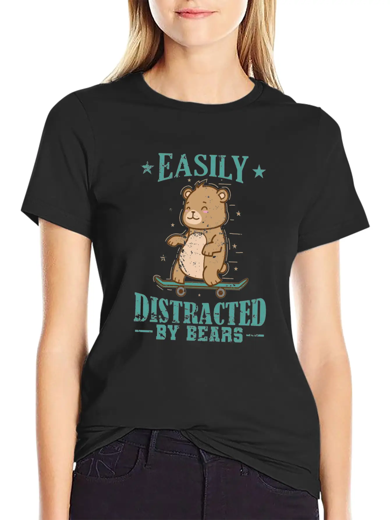 Easily Distracted By Bears Animal Forest Timeless Short Sleeve Tee – Comfy And Minimalist Design