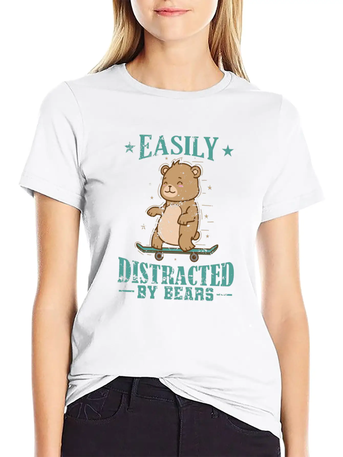 Easily Distracted By Bears Animal Forest Timeless Short Sleeve Tee – Comfy And Minimalist Design