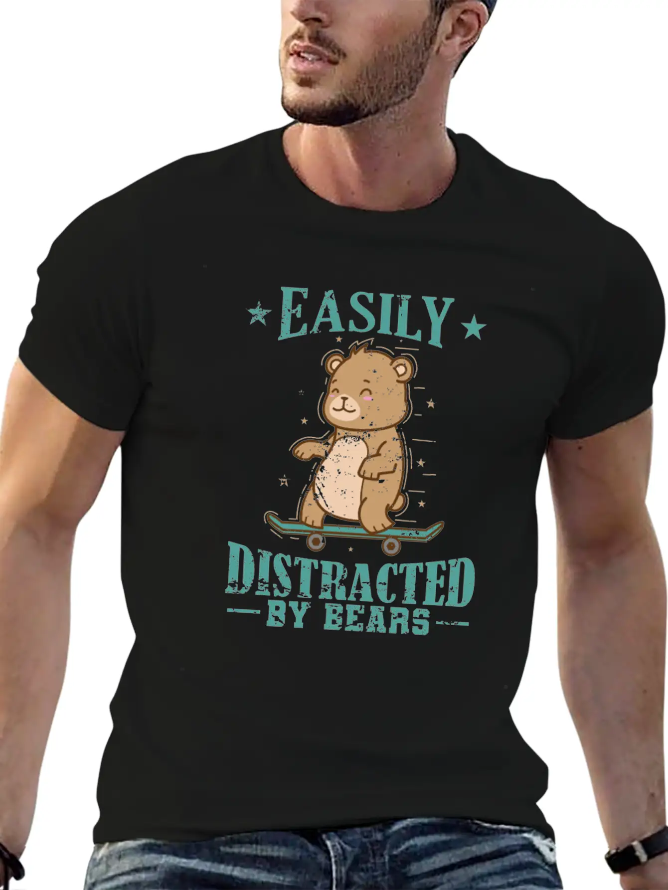 Easily Distracted By Bears Animal Forest Timeless Short Sleeve Tee – Comfy And Minimalist Design