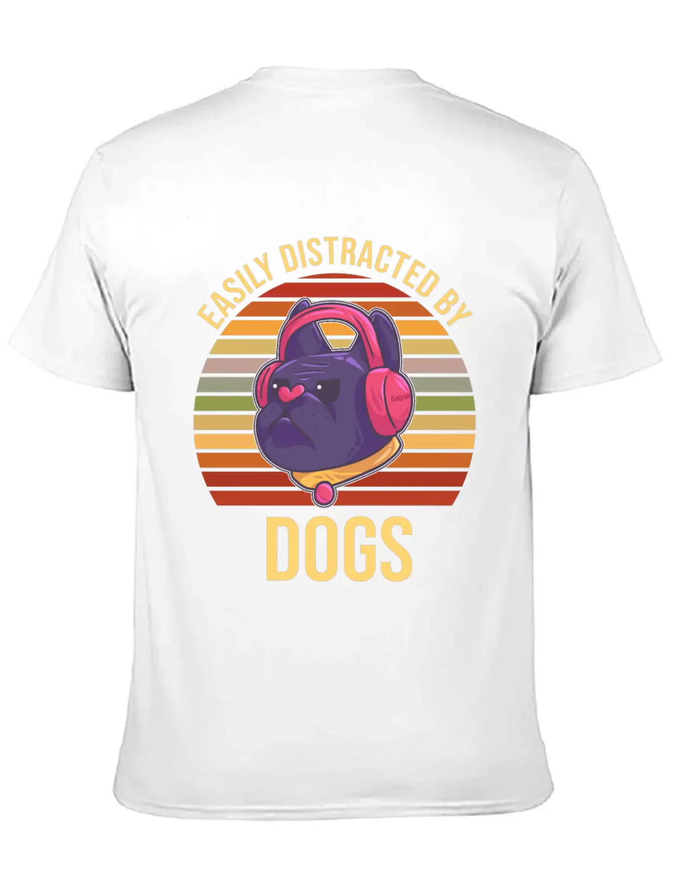 Easily Distracted By Dogs Music Headphones Timeless Short Sleeve Tee – Comfy And Minimalist Design