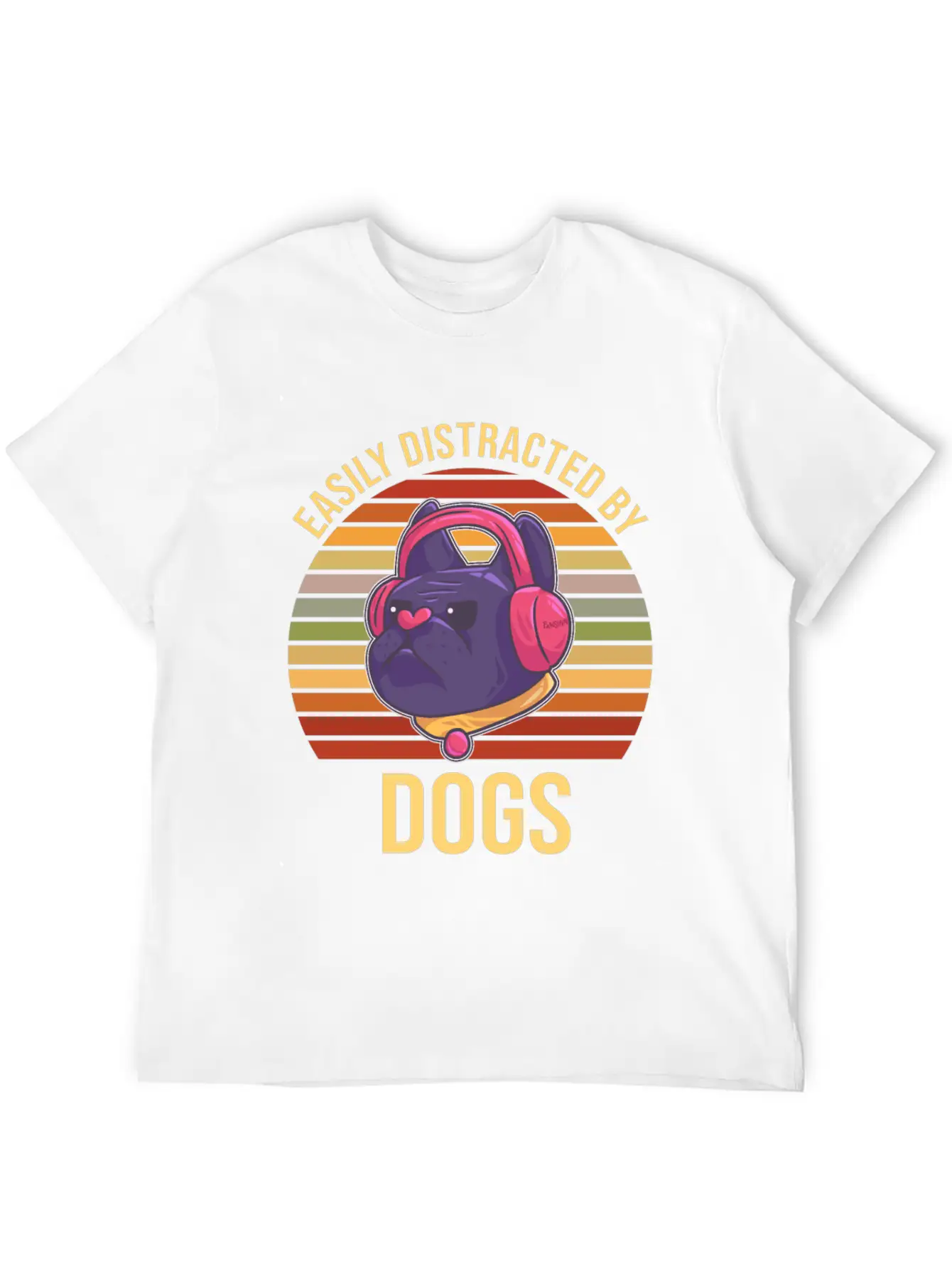 Easily Distracted By Dogs Music Headphones Timeless Short Sleeve Tee – Comfy And Minimalist Design