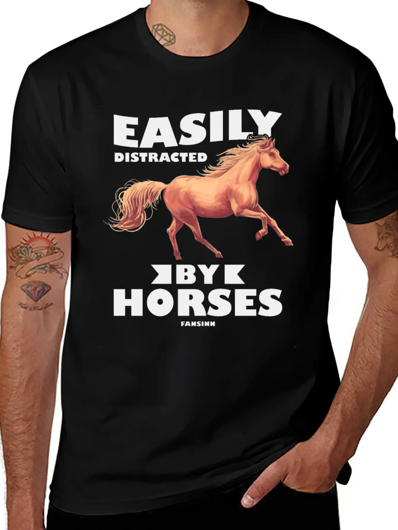Easily Distracted By Horses Stylish Everyday T-Shirt – Unisex Basic Cotton Tee