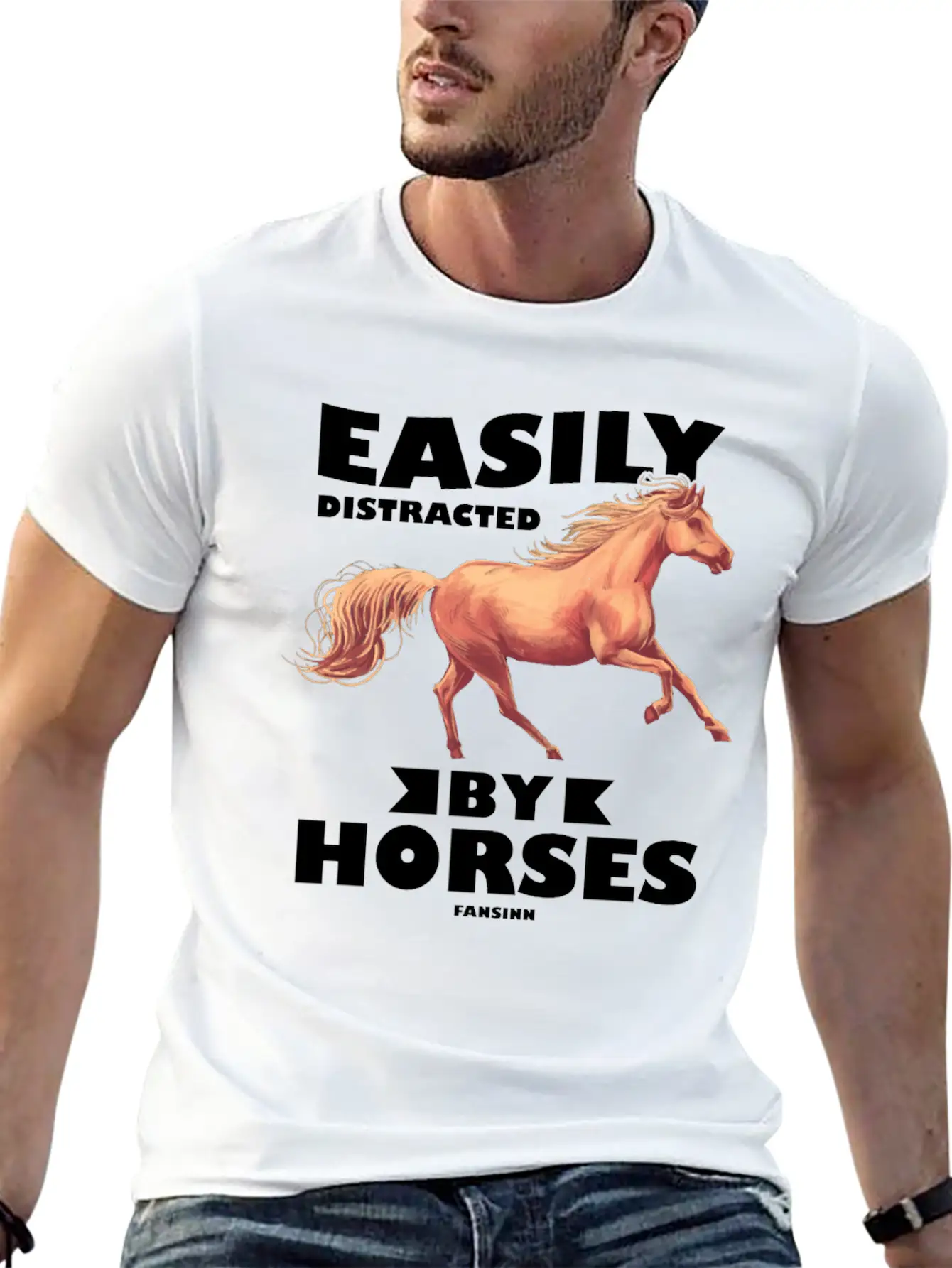 Easily Distracted By Horses Stylish Everyday T-Shirt – Unisex Basic Cotton Tee