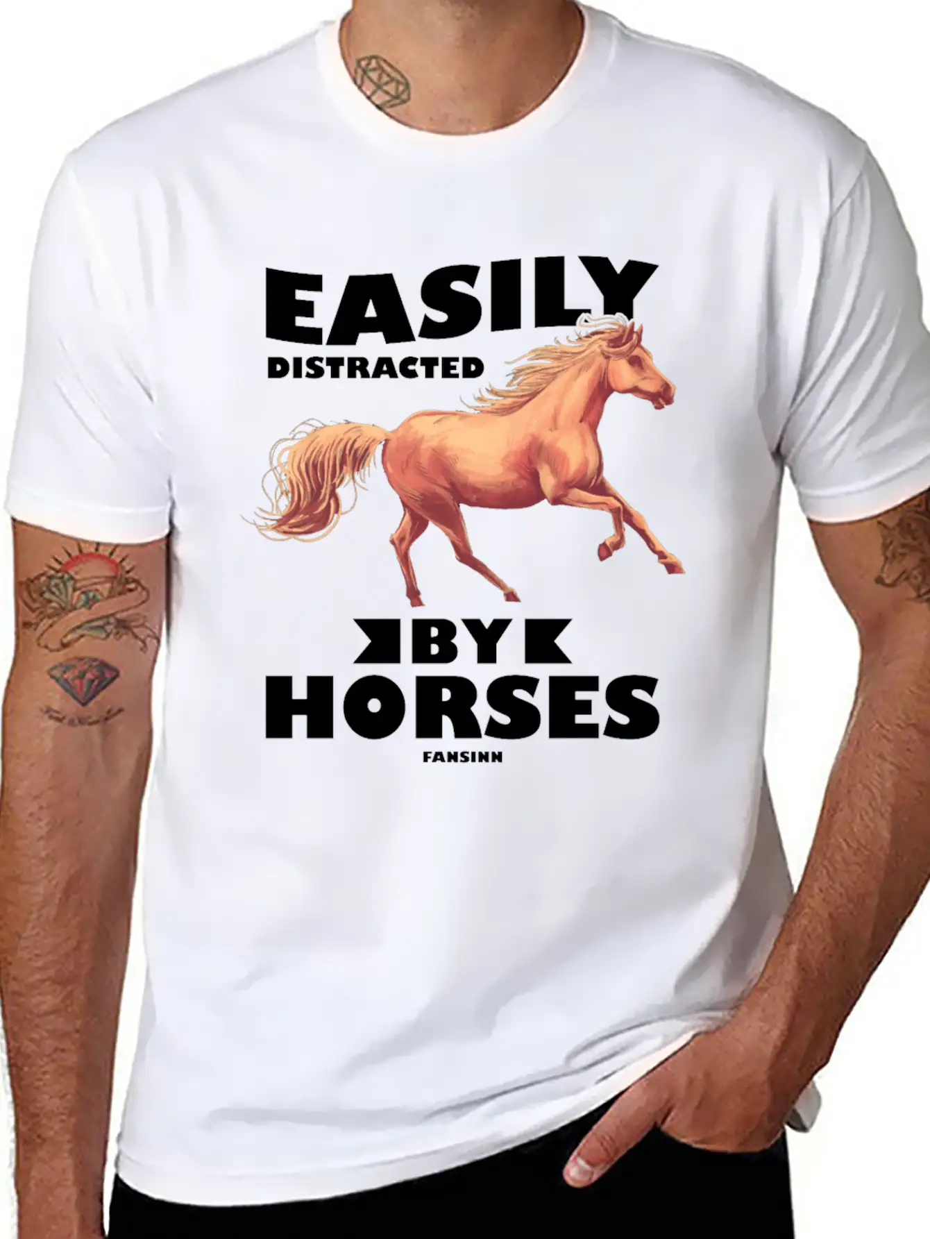 Easily Distracted By Horses Stylish Everyday T-Shirt – Unisex Basic Cotton Tee