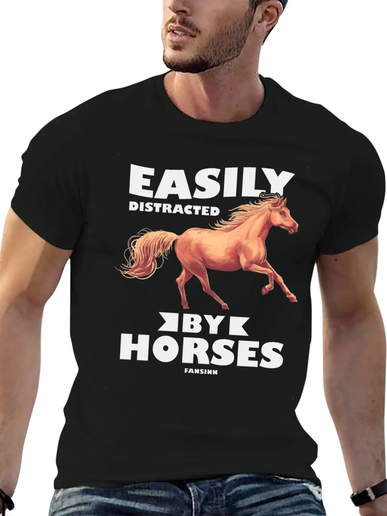 Easily Distracted By Horses Stylish Everyday T-Shirt – Unisex Basic Cotton Tee