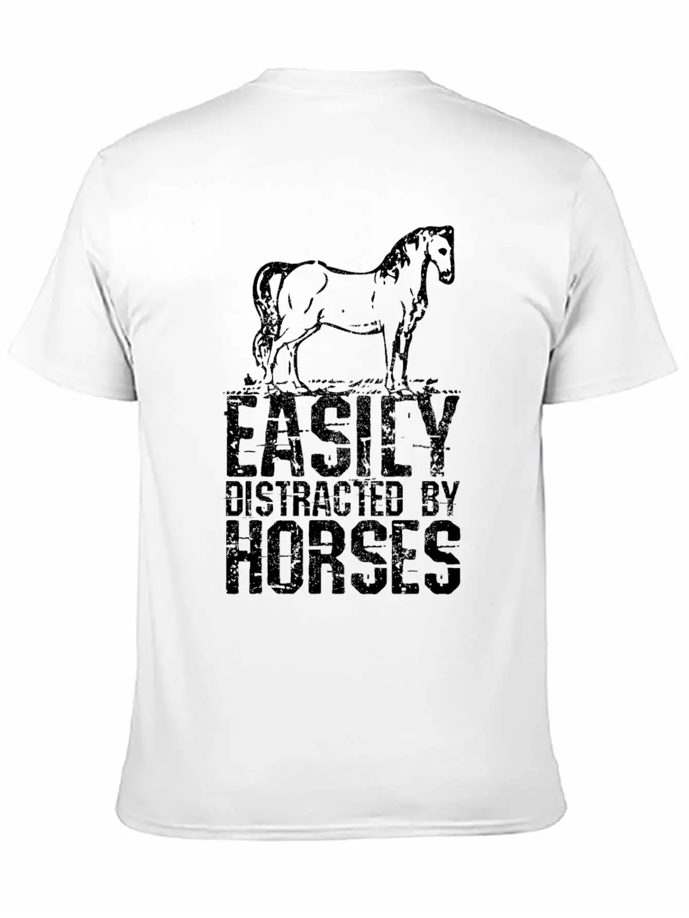 Easily Distracted By Horses Unisex Short Sleeve Soft Cotton T-Shirt – Casual Everyday Wear
