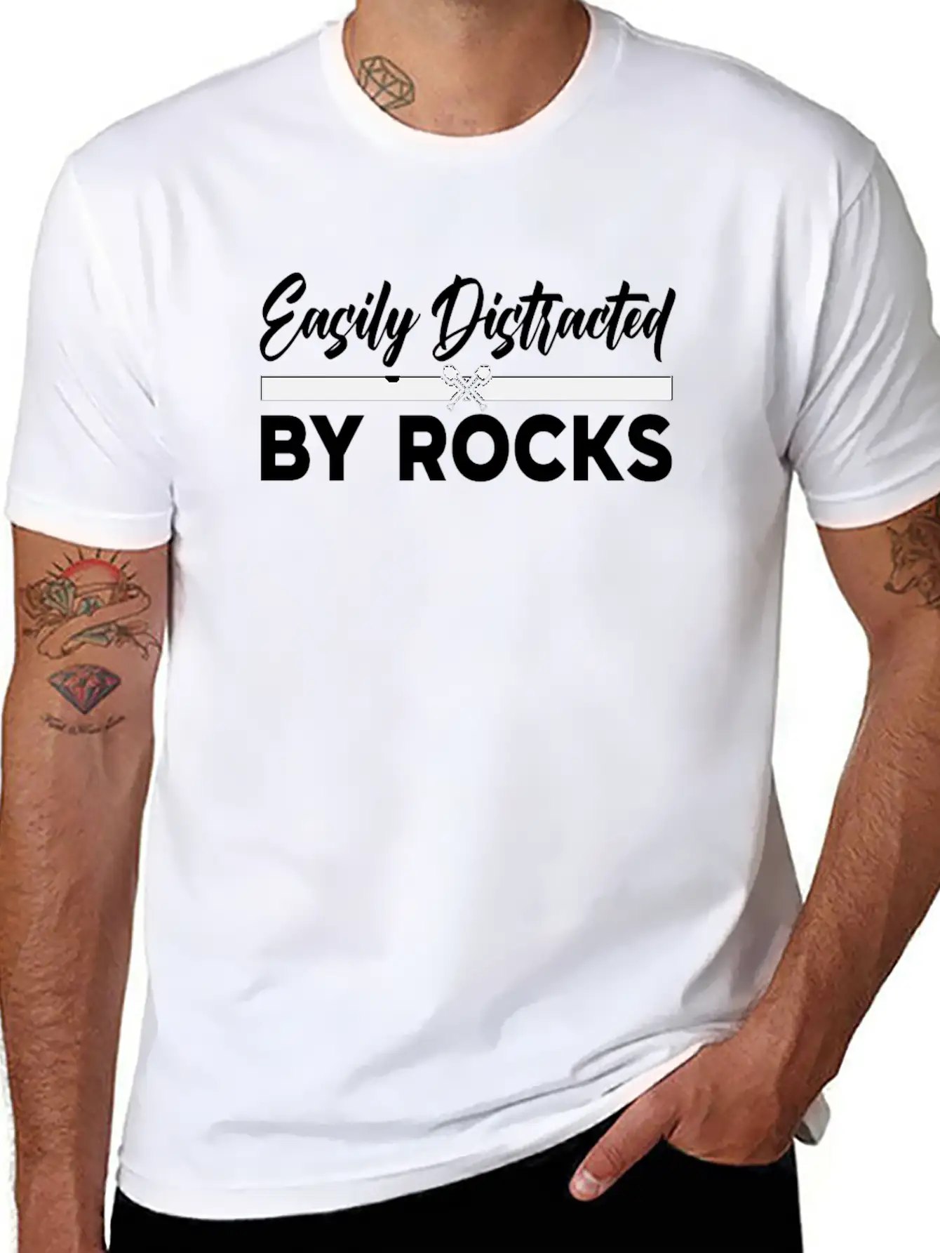 Easily Distracted By Rocks Job Geologist Geology Unisex Short Sleeve Soft Cotton T-Shirt – Casual Everyday Wear