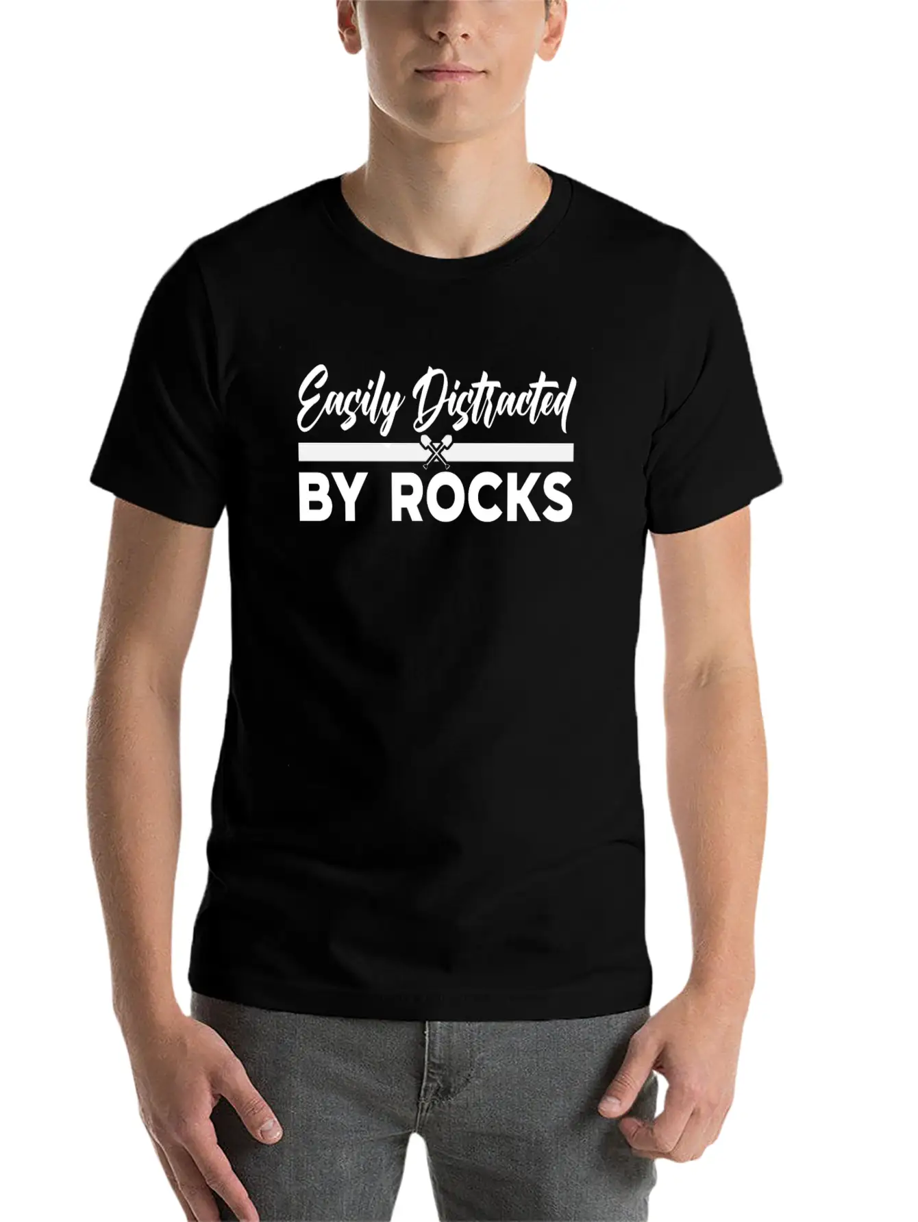 Easily Distracted By Rocks Job Geologist Geology Unisex Short Sleeve Soft Cotton T-Shirt – Casual Everyday Wear