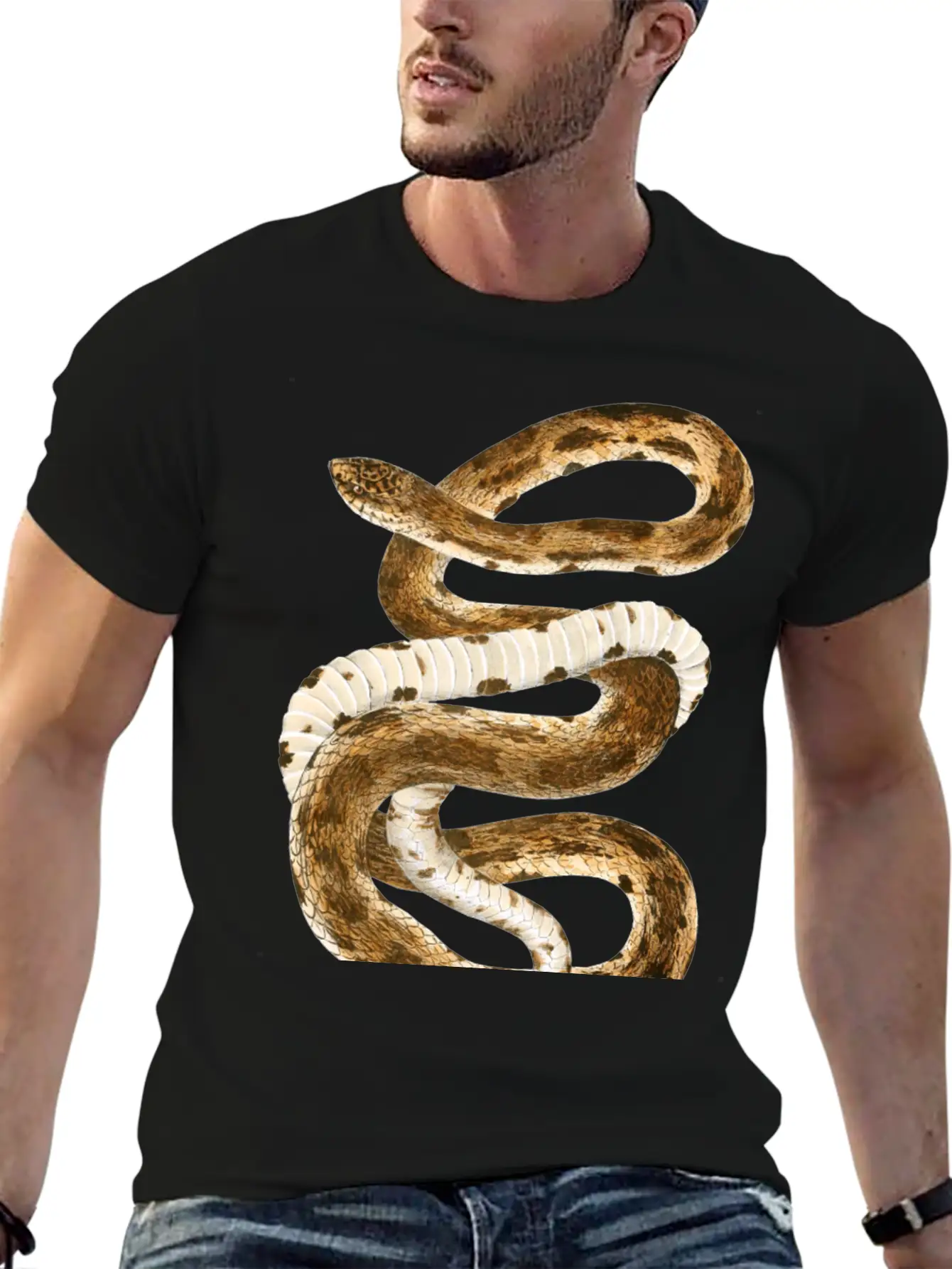 Eastern Pine Snake Illustration Comfortable Minimalist Graphic Tee – Summer Style Essential