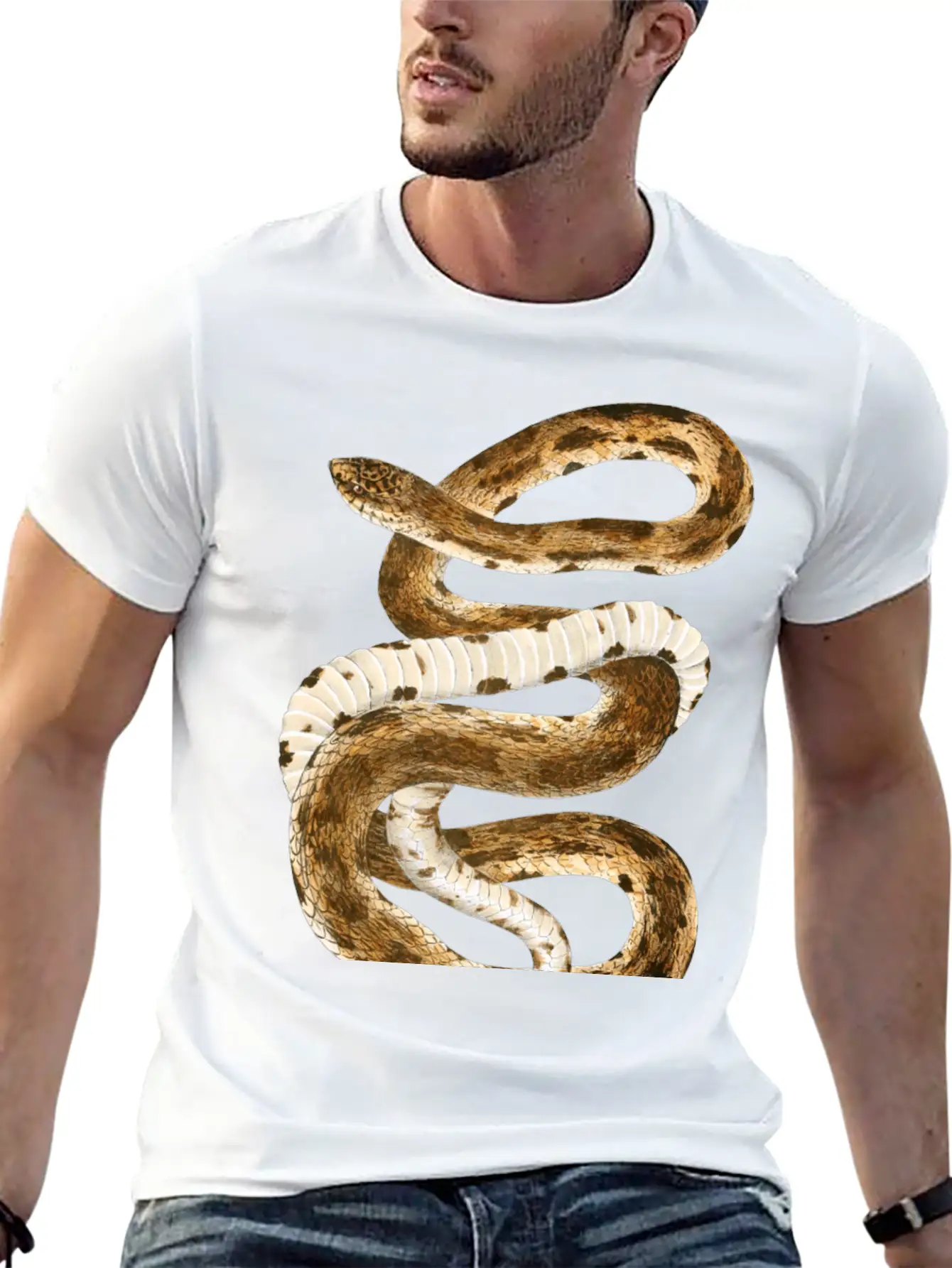 Eastern Pine Snake Illustration Comfortable Minimalist Graphic Tee – Summer Style Essential