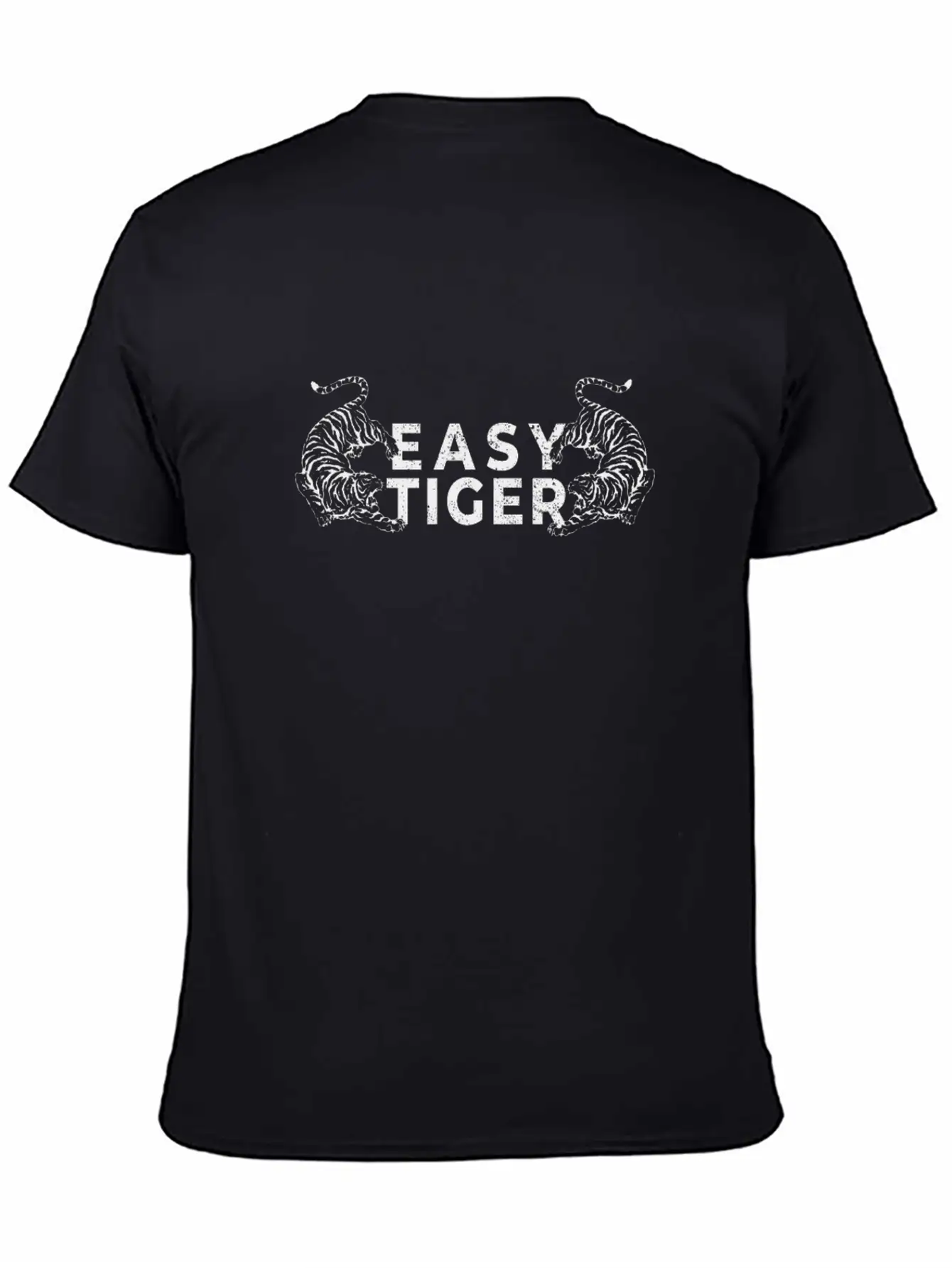 Easy Tiger Cool Distressed Tiger Roar Trendy Anima Unisex Short Sleeve Soft Cotton T-Shirt – Casual Everyday Wear