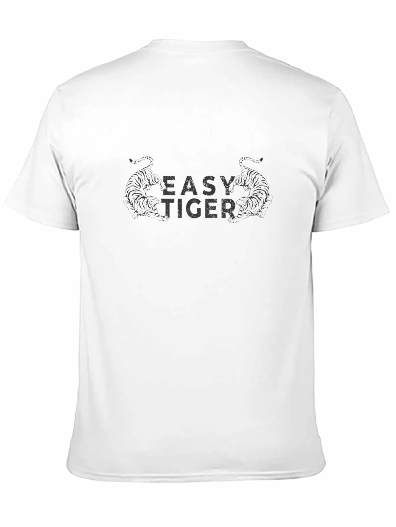 Easy Tiger Cool Distressed Tiger Roar Trendy Anima Unisex Short Sleeve Soft Cotton T-Shirt – Casual Everyday Wear