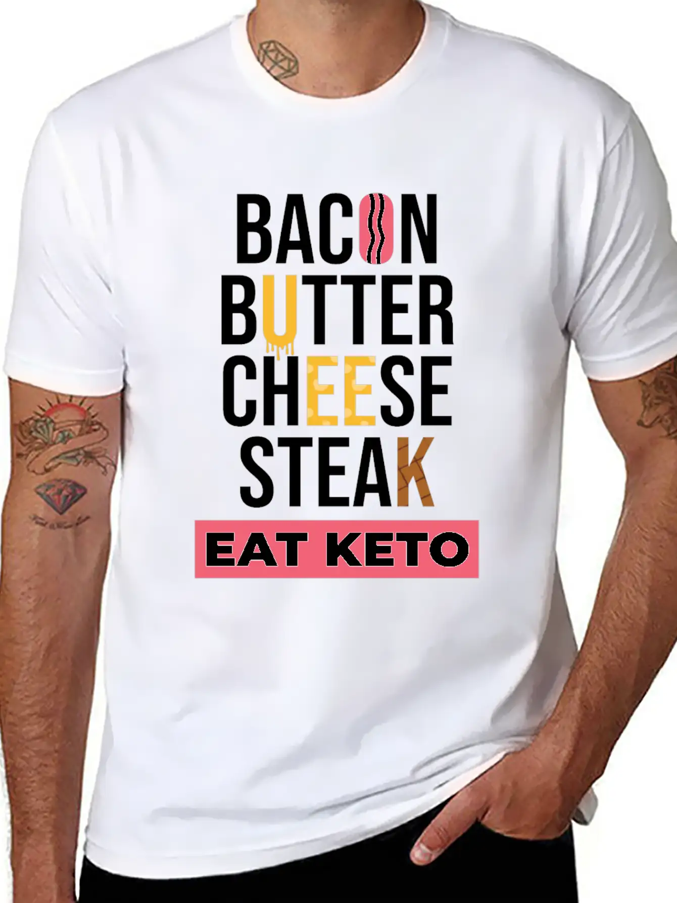 Eat Keto Healthy Food Unisex Short Sleeve Soft Cotton T-Shirt – Casual Everyday Wear
