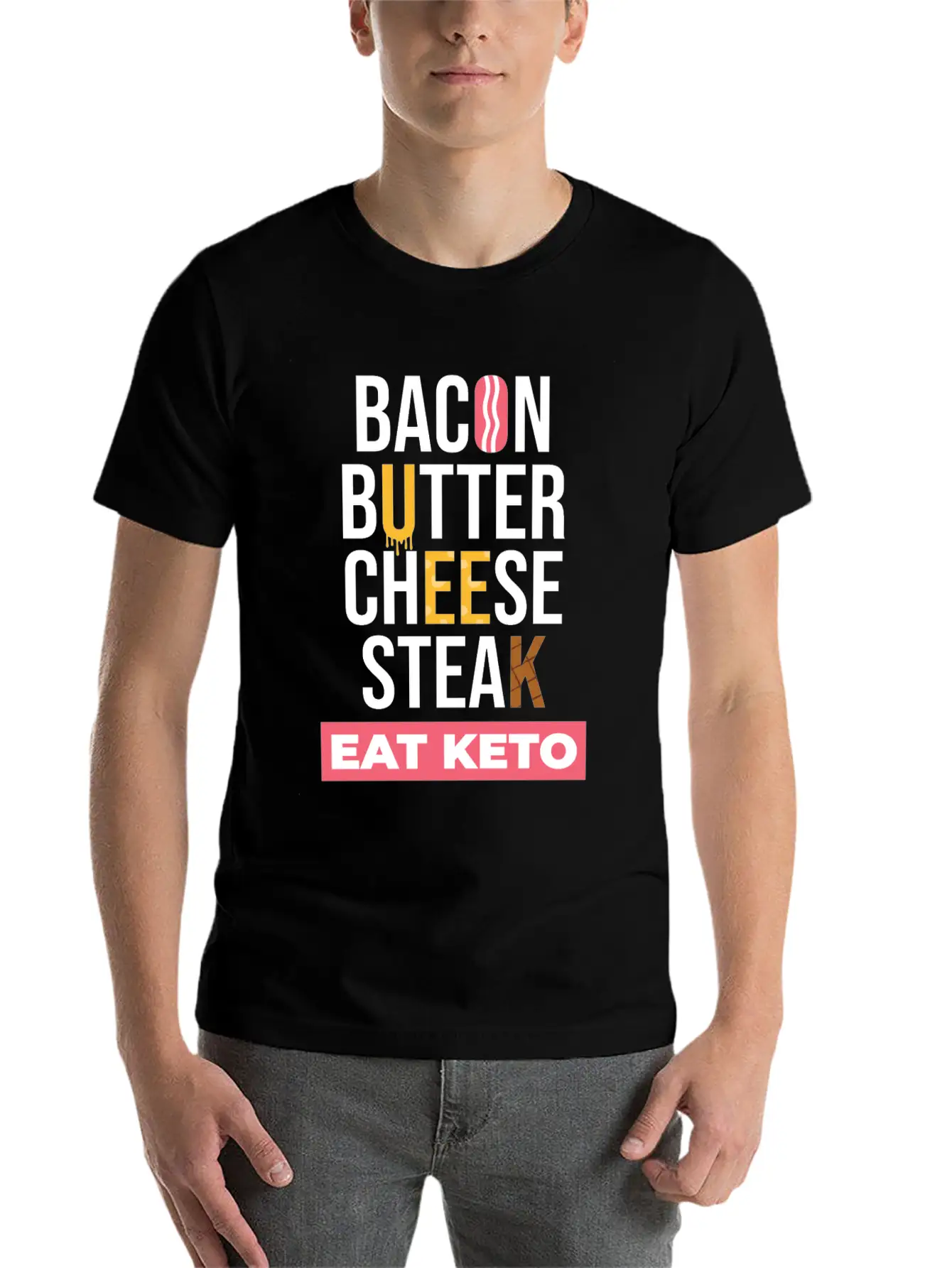 Eat Keto Healthy Food Unisex Short Sleeve Soft Cotton T-Shirt – Casual Everyday Wear