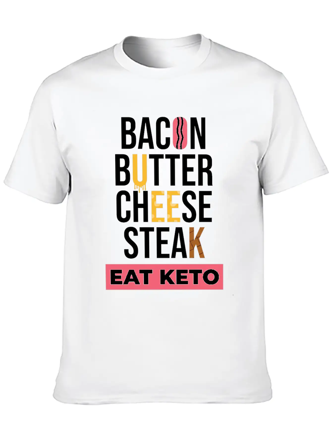 Eat Keto Healthy Food Unisex Short Sleeve Soft Cotton T-Shirt – Casual Everyday Wear