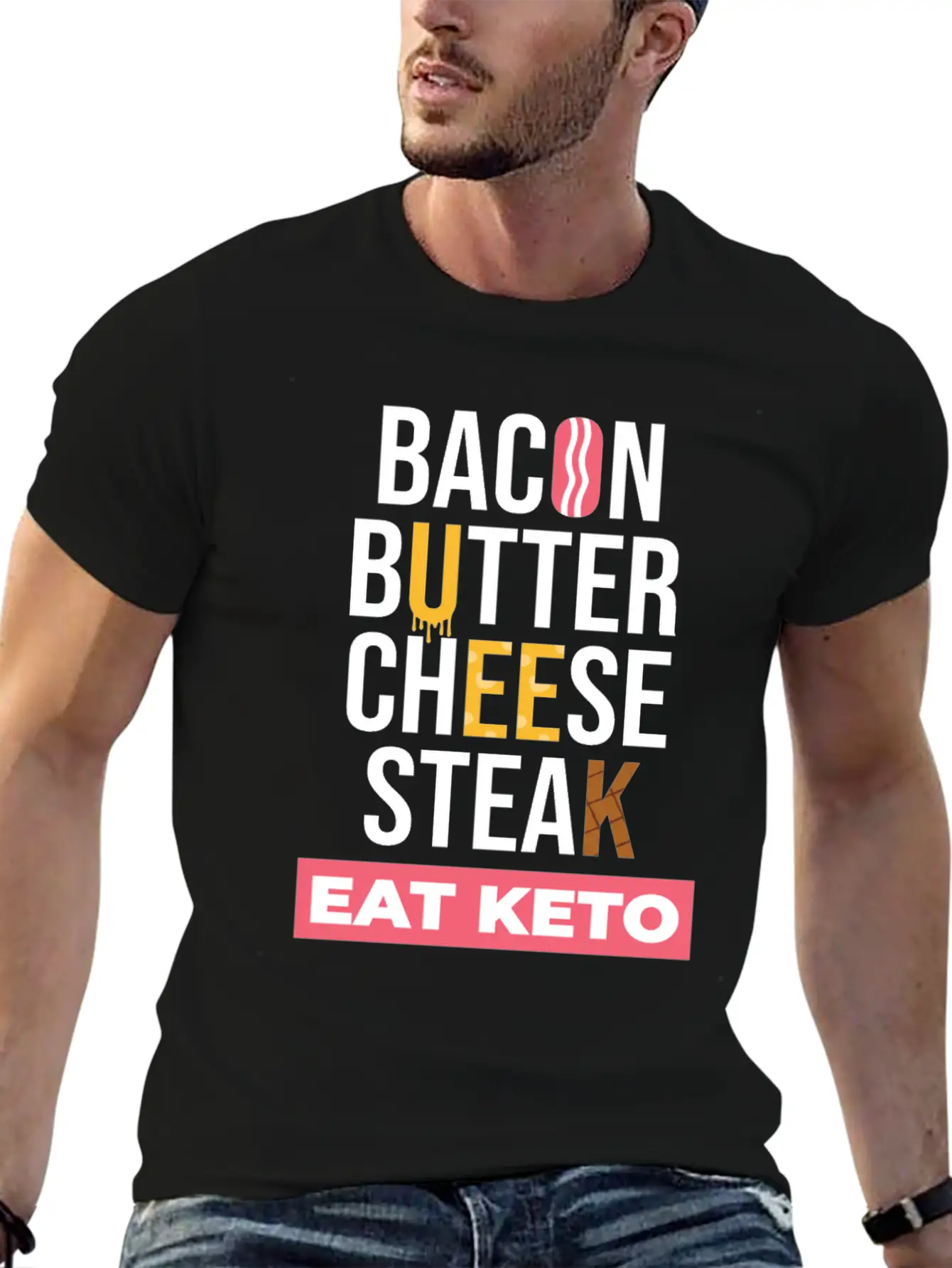 Eat Keto Healthy Food Unisex Short Sleeve Soft Cotton T-Shirt – Casual Everyday Wear