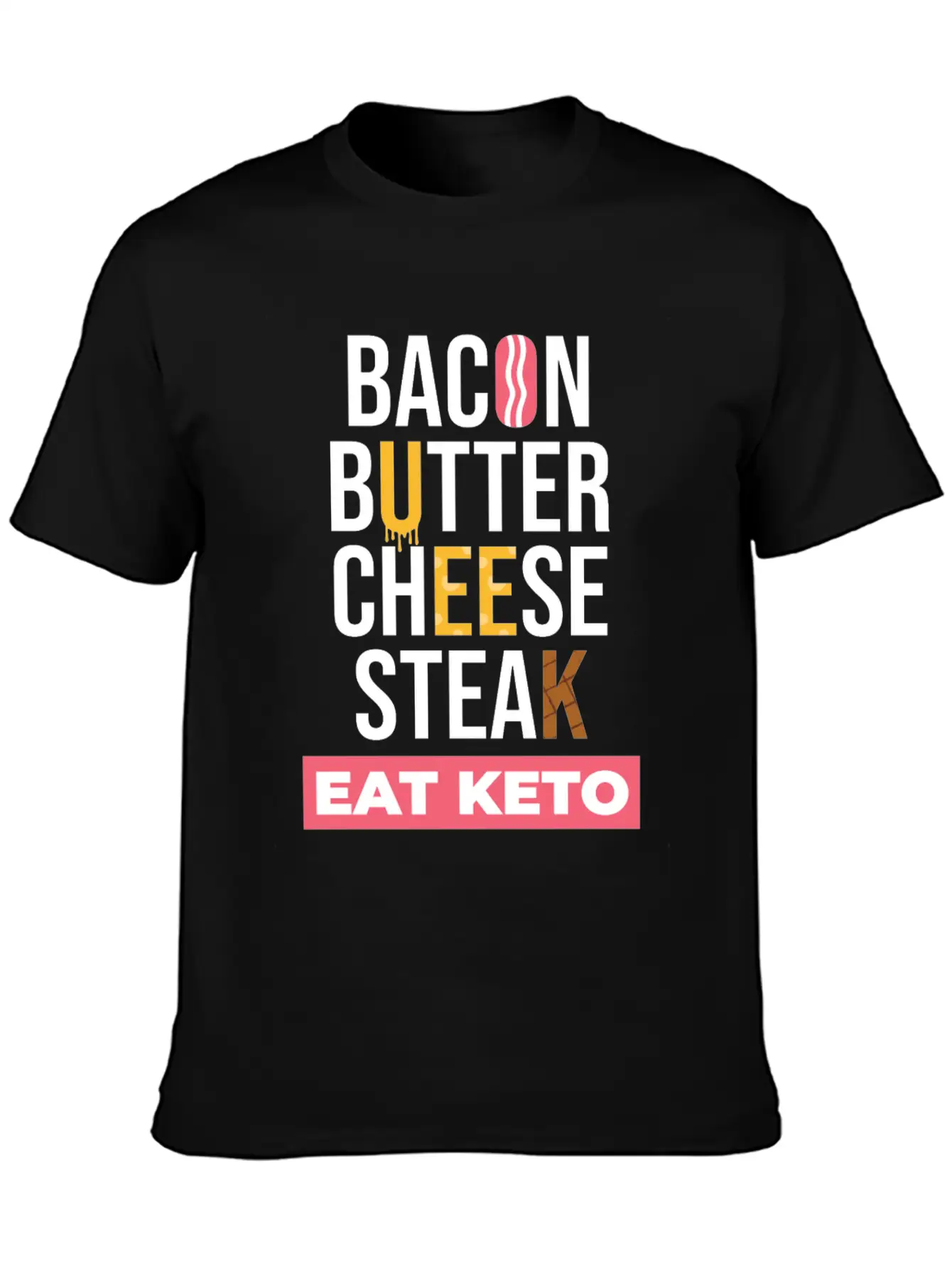 Eat Keto Healthy Food Unisex Short Sleeve Soft Cotton T-Shirt – Casual Everyday Wear
