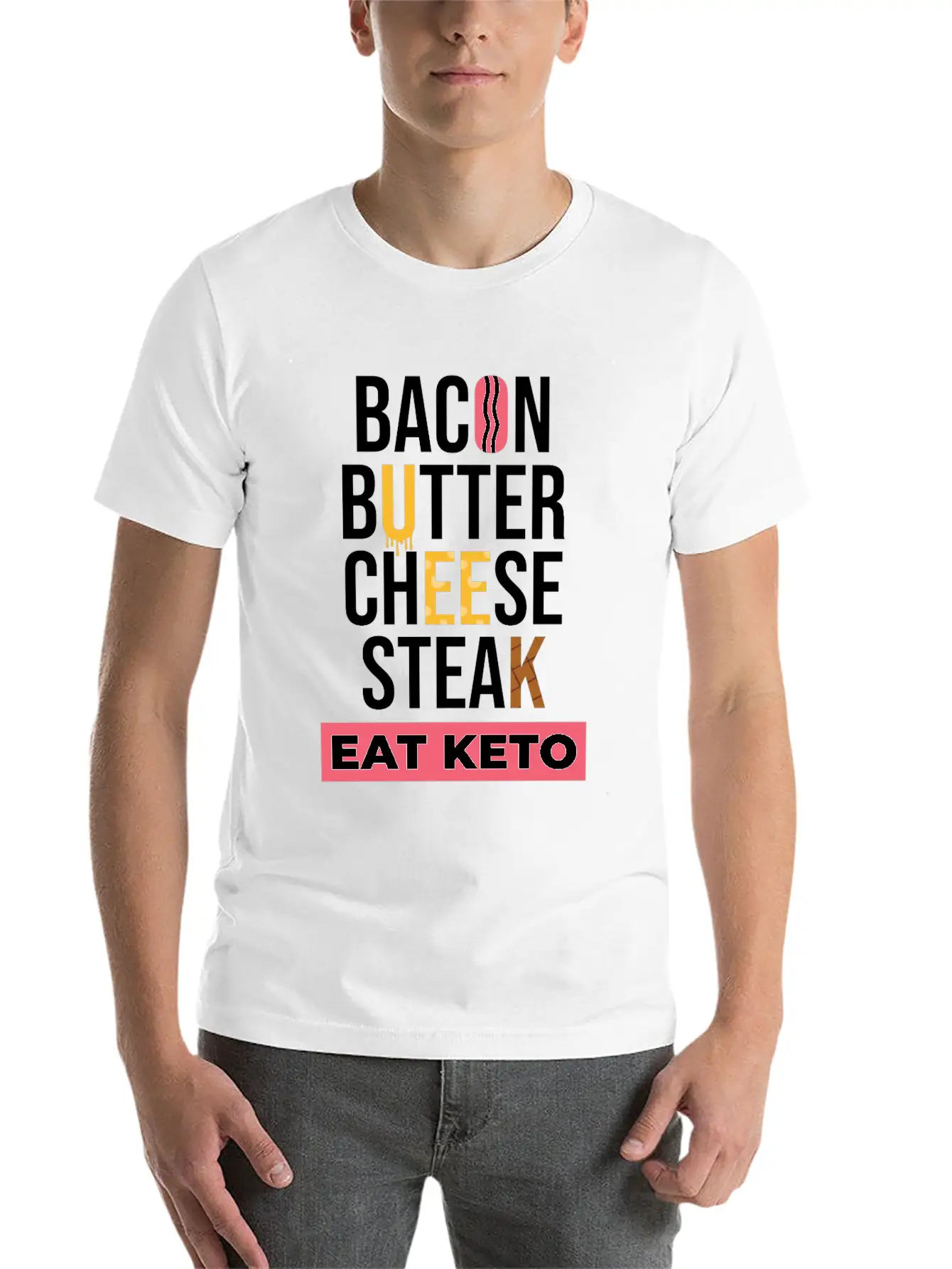 Eat Keto Healthy Food Unisex Short Sleeve Soft Cotton T-Shirt – Casual Everyday Wear