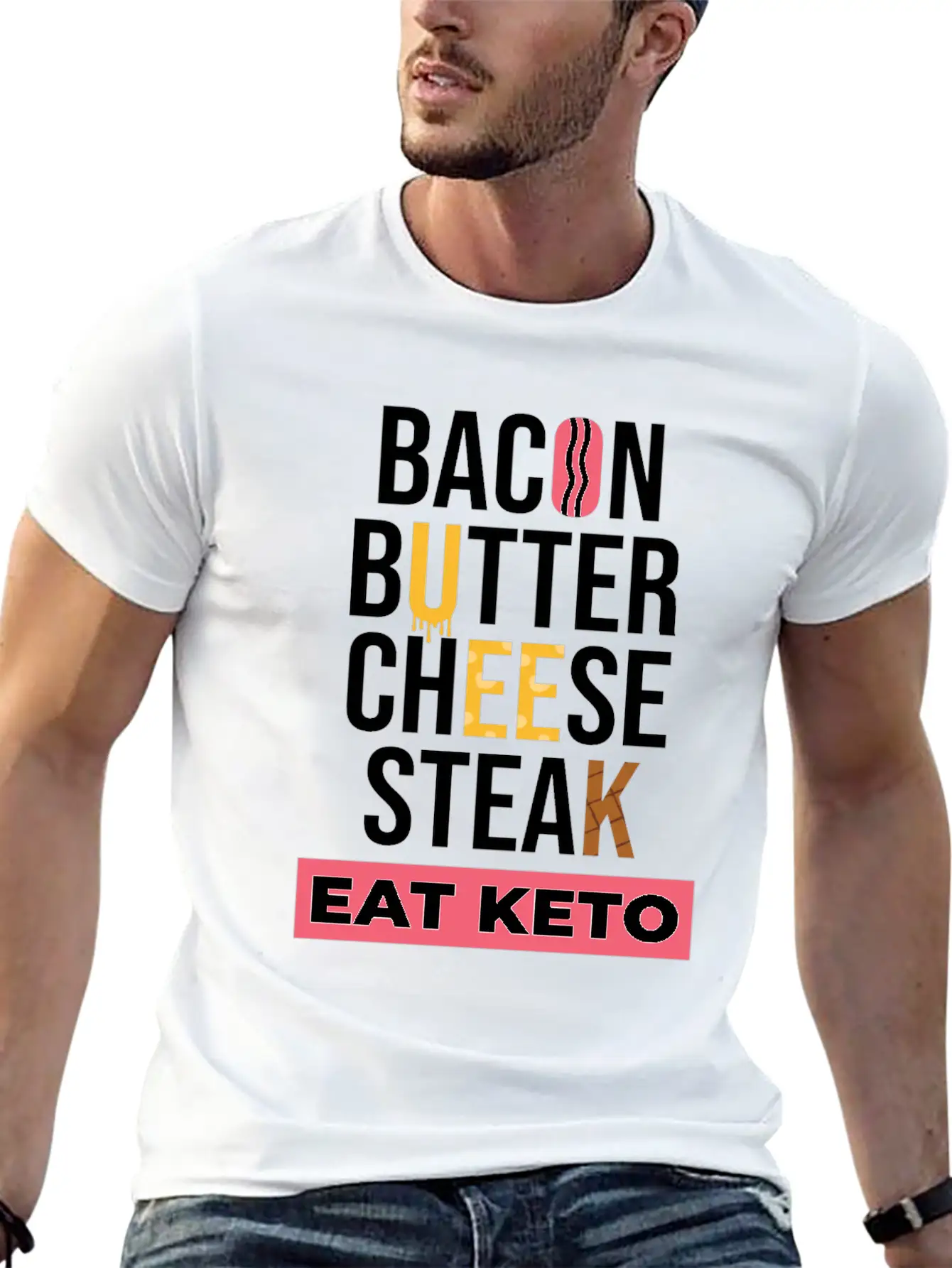 Eat Keto Healthy Food Unisex Short Sleeve Soft Cotton T-Shirt – Casual Everyday Wear