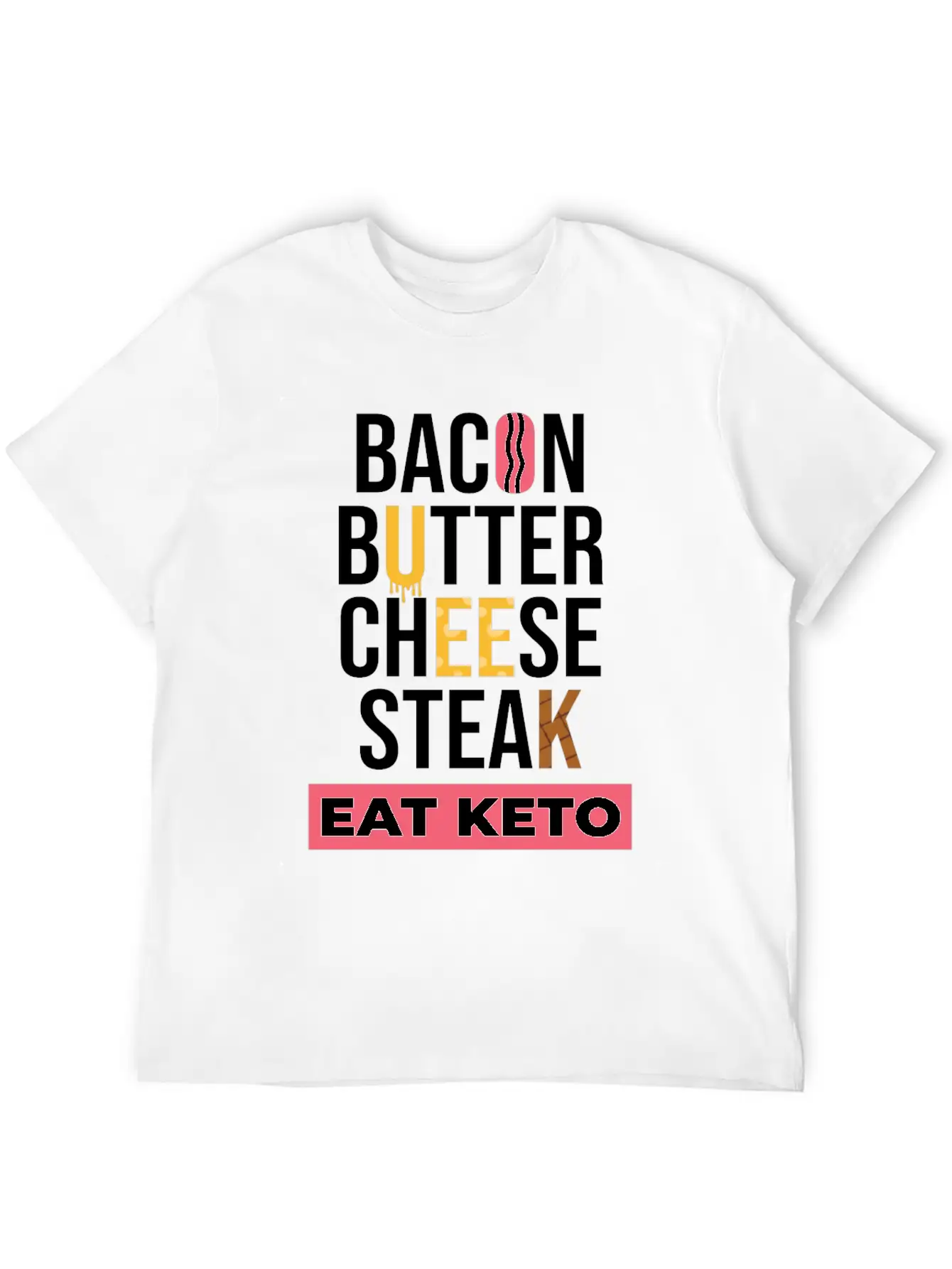 Eat Keto Healthy Food Unisex Short Sleeve Soft Cotton T-Shirt – Casual Everyday Wear