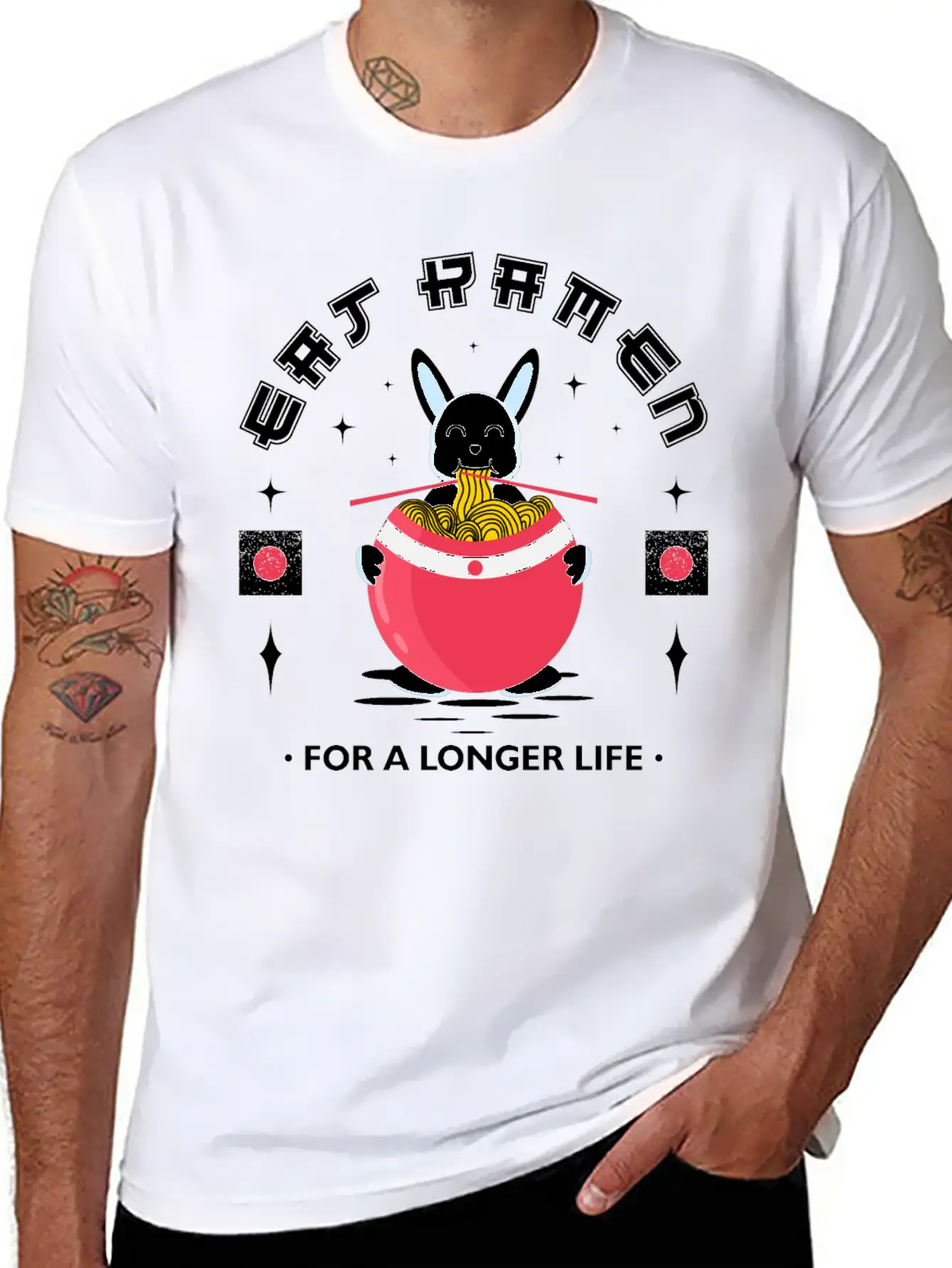 Eat Ramen For A Longer Lıfe Basic Graphic T-Shirt – Daily Comfort In Soft Cotton