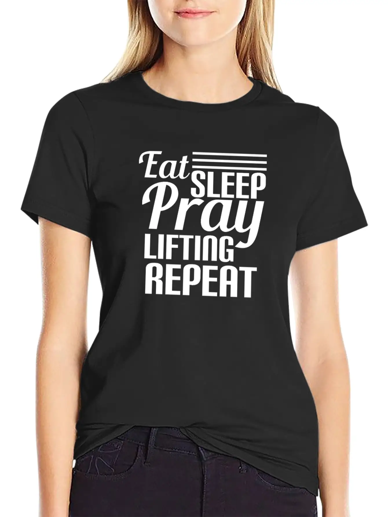 Eat Rest Pray Lifting Repeat Funny Workout Essential Unisex Summer Tee – Soft Cotton Casual Fit