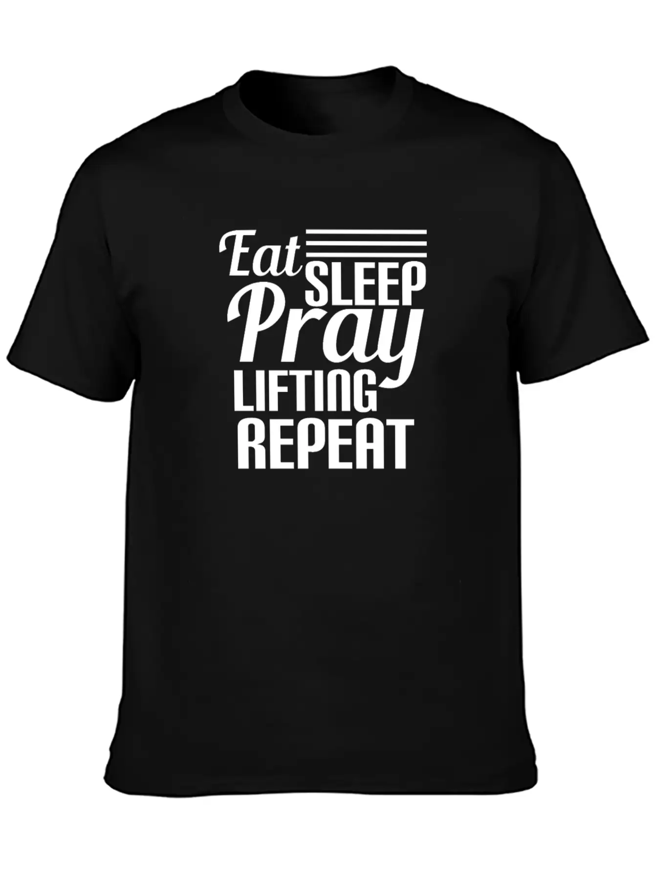 Eat Rest Pray Lifting Repeat Funny Workout Essential Unisex Summer Tee – Soft Cotton Casual Fit