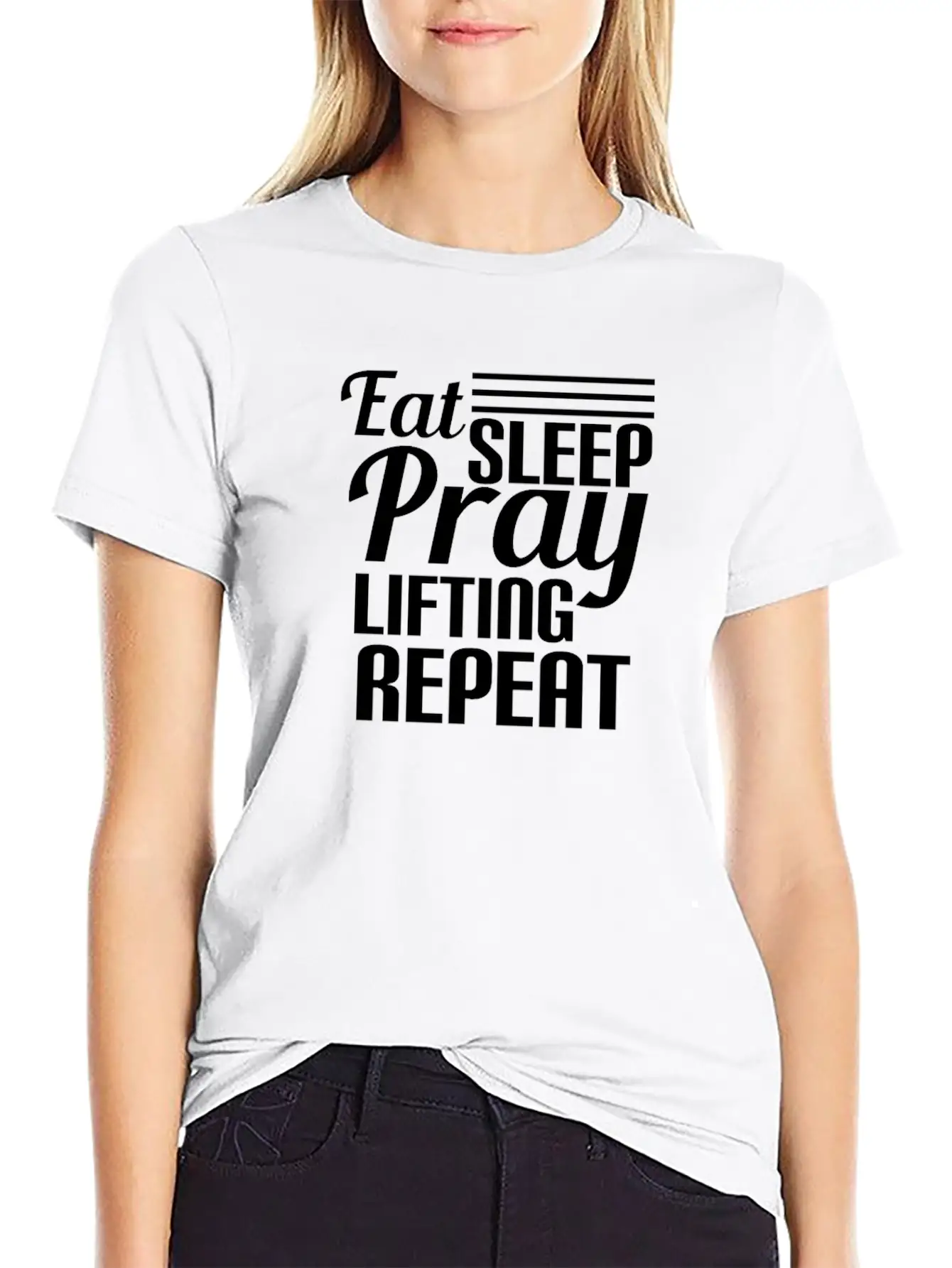 Eat Rest Pray Lifting Repeat Funny Workout Essential Unisex Summer Tee – Soft Cotton Casual Fit