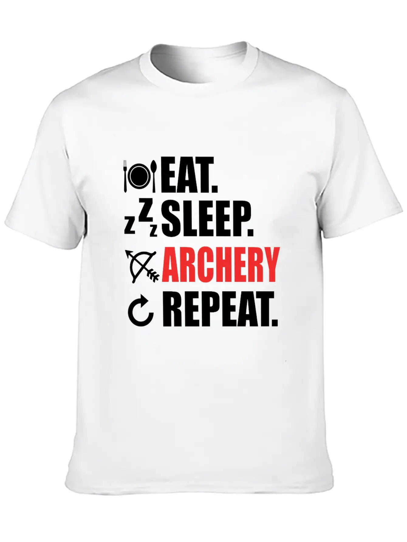 Eat Sleep Archery Repeat Sport Love Arrow Bow Gift Unisex Short Sleeve Soft Cotton T-Shirt – Casual Everyday Wear