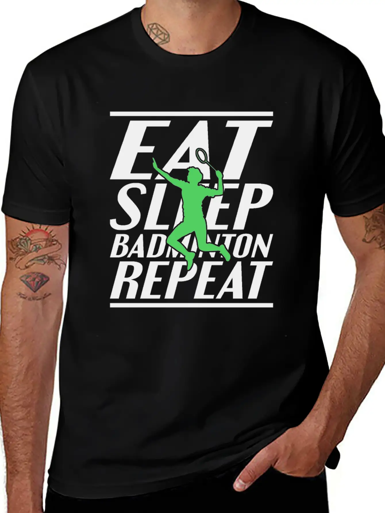 Eat Sleep Badminton Unisex Short Sleeve Soft Cotton T-Shirt – Casual Everyday Wear