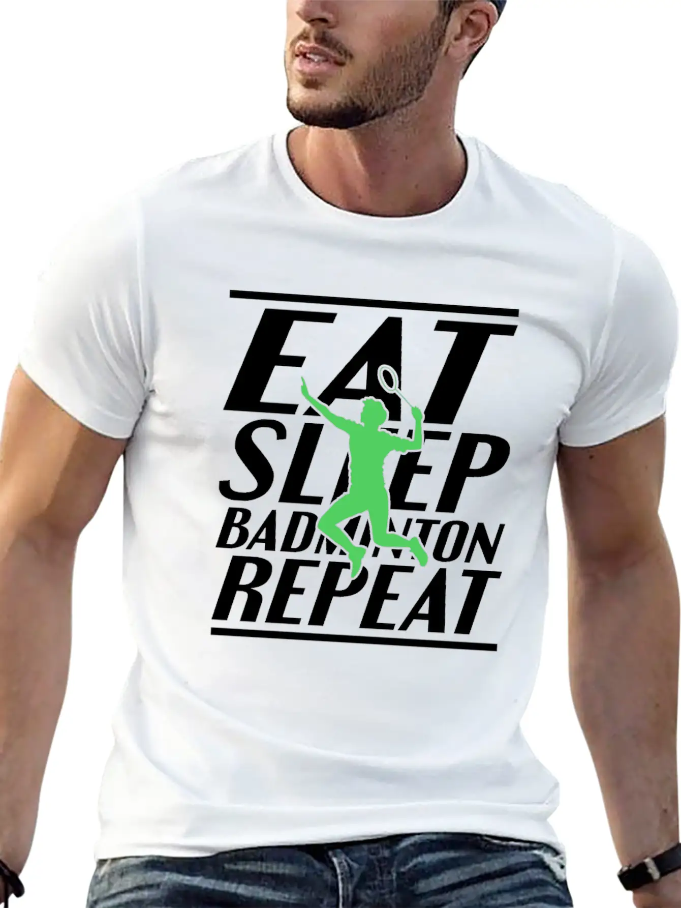 Eat Sleep Badminton Unisex Short Sleeve Soft Cotton T-Shirt – Casual Everyday Wear