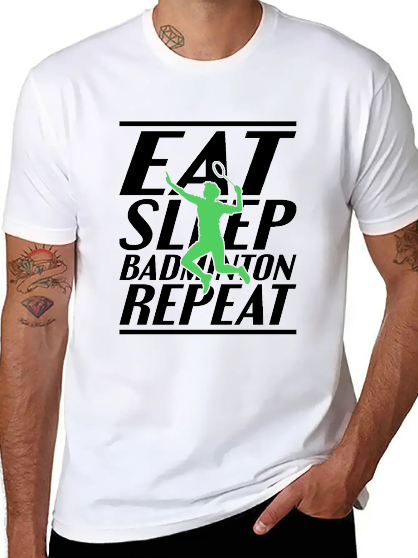 Eat Sleep Badminton Unisex Short Sleeve Soft Cotton T-Shirt – Casual Everyday Wear
