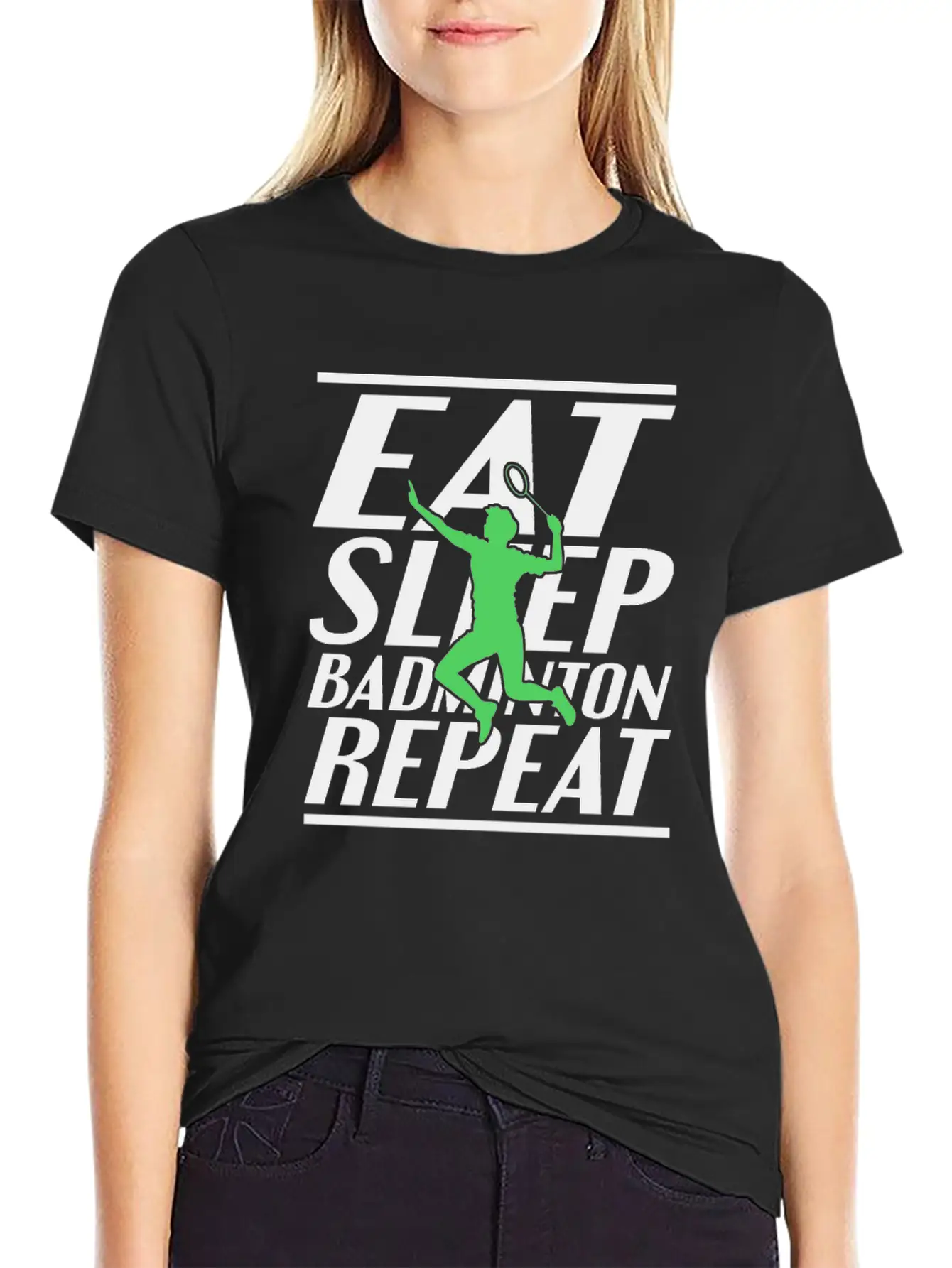 Eat Sleep Badminton Unisex Short Sleeve Soft Cotton T-Shirt – Casual Everyday Wear