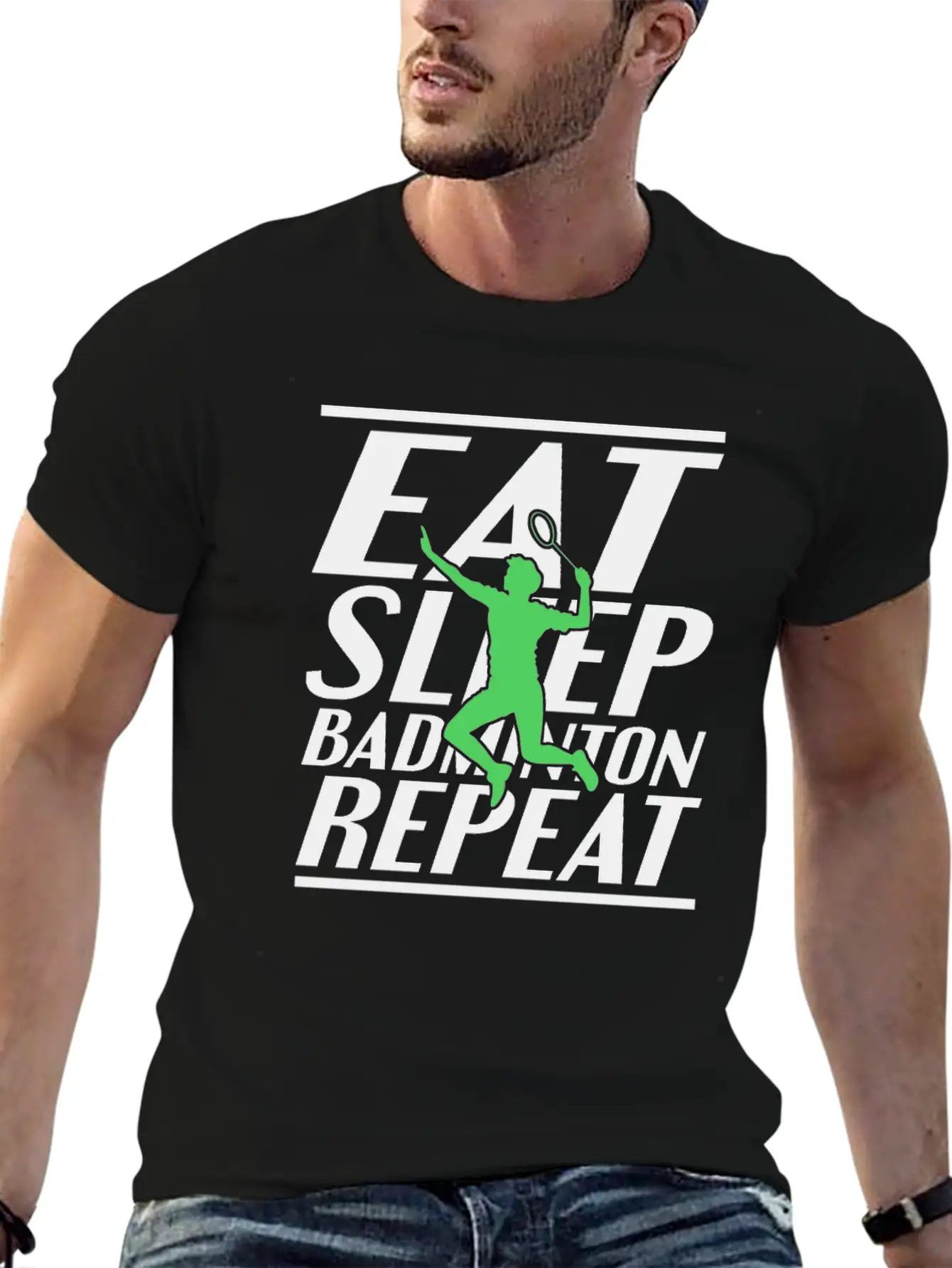 Eat Sleep Badminton Unisex Short Sleeve Soft Cotton T-Shirt – Casual Everyday Wear