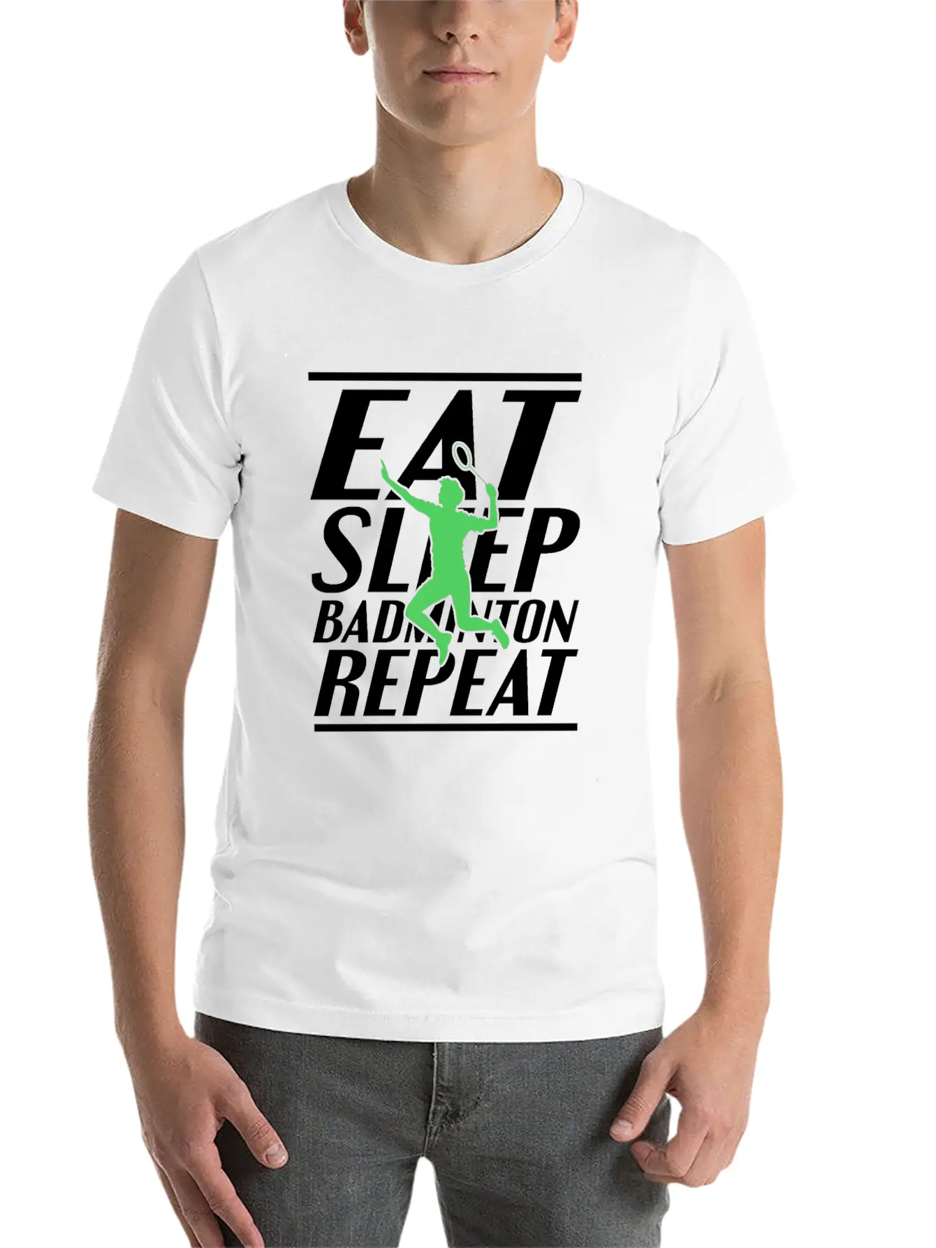 Eat Sleep Badminton Unisex Short Sleeve Soft Cotton T-Shirt – Casual Everyday Wear