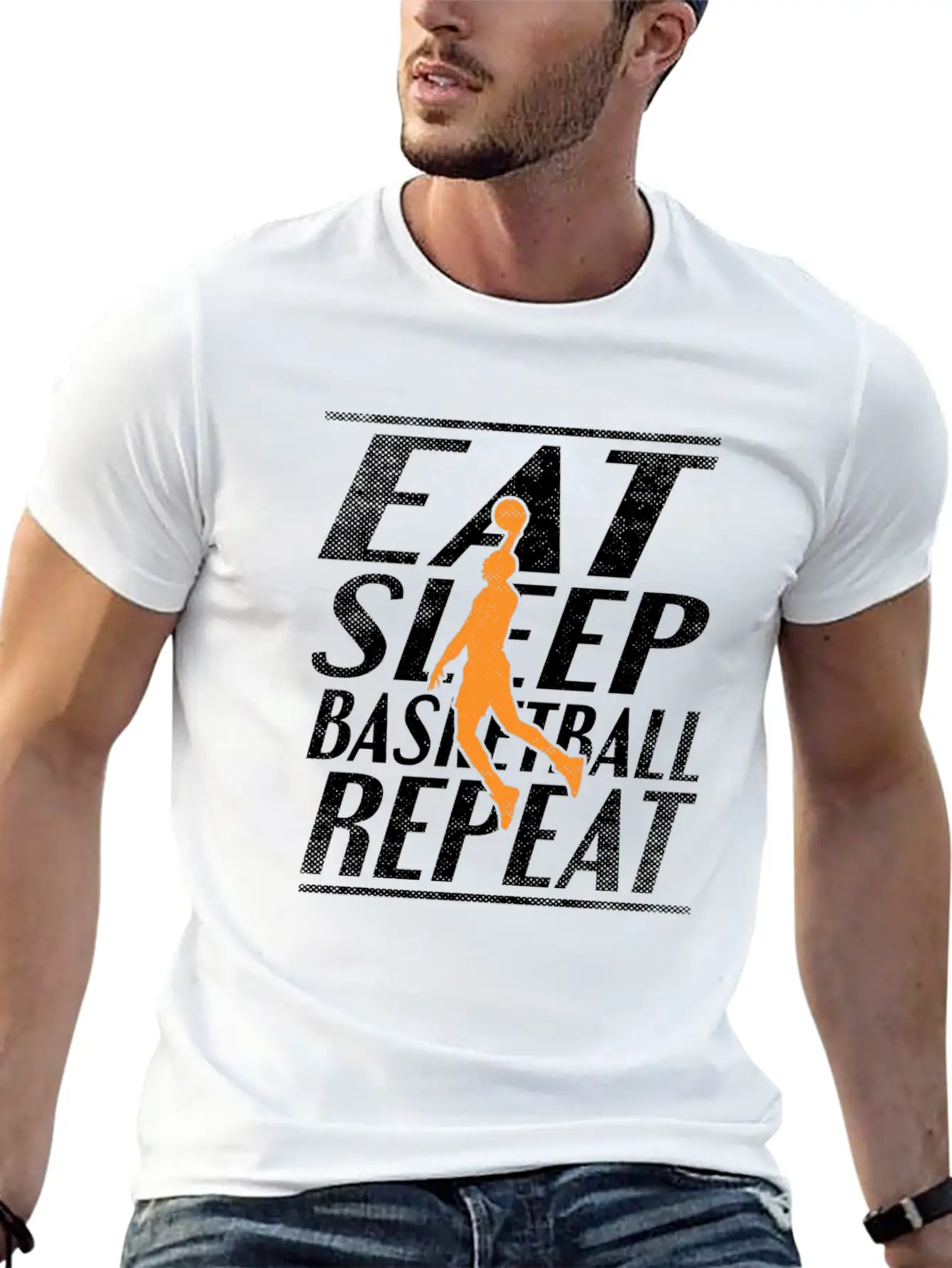 Eat Sleep Basketball Unisex Short Sleeve Soft Cotton T-Shirt – Casual Everyday Wear