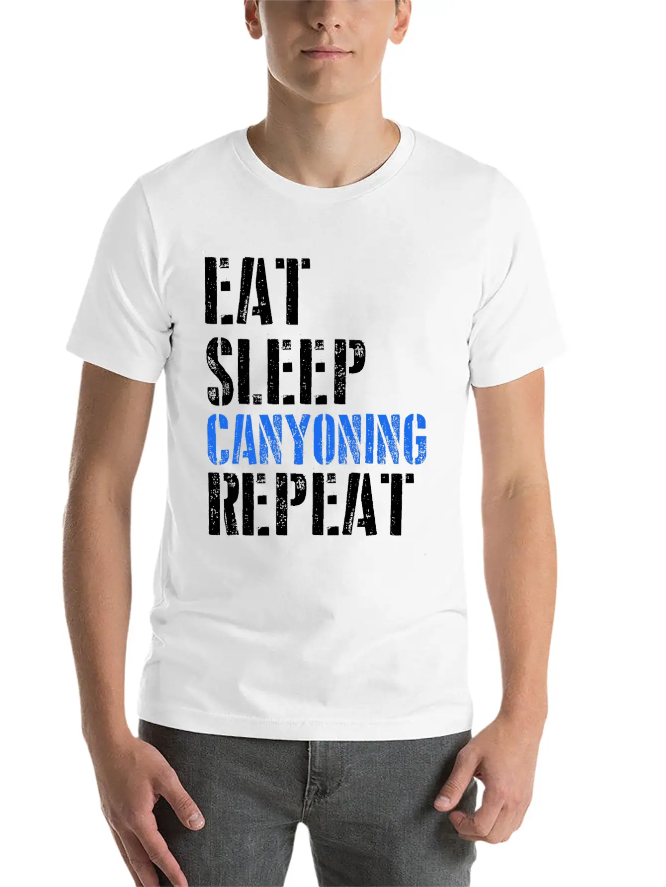 Eat. Sleep. Canyoning. Repeat. Stylish Everyday T-Shirt – Unisex Basic Cotton Tee
