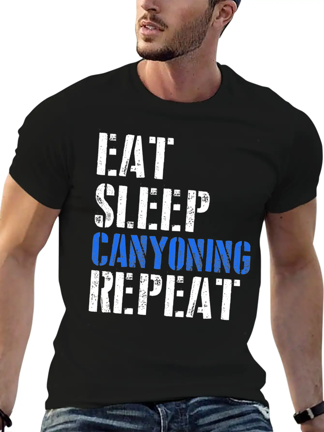 Eat. Sleep. Canyoning. Repeat. Stylish Everyday T-Shirt – Unisex Basic Cotton Tee