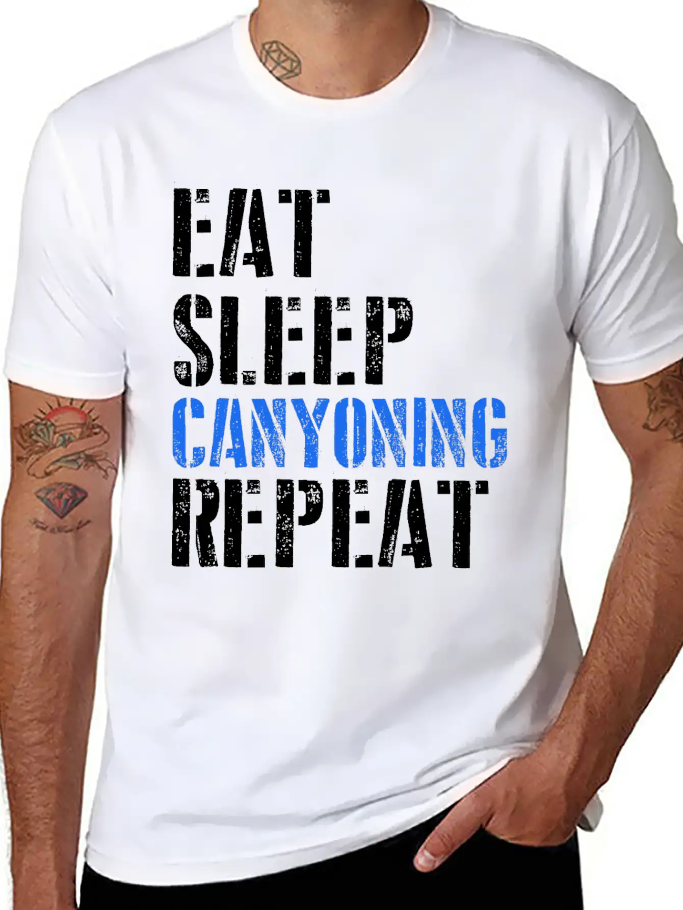 Eat. Sleep. Canyoning. Repeat. Stylish Everyday T-Shirt – Unisex Basic Cotton Tee