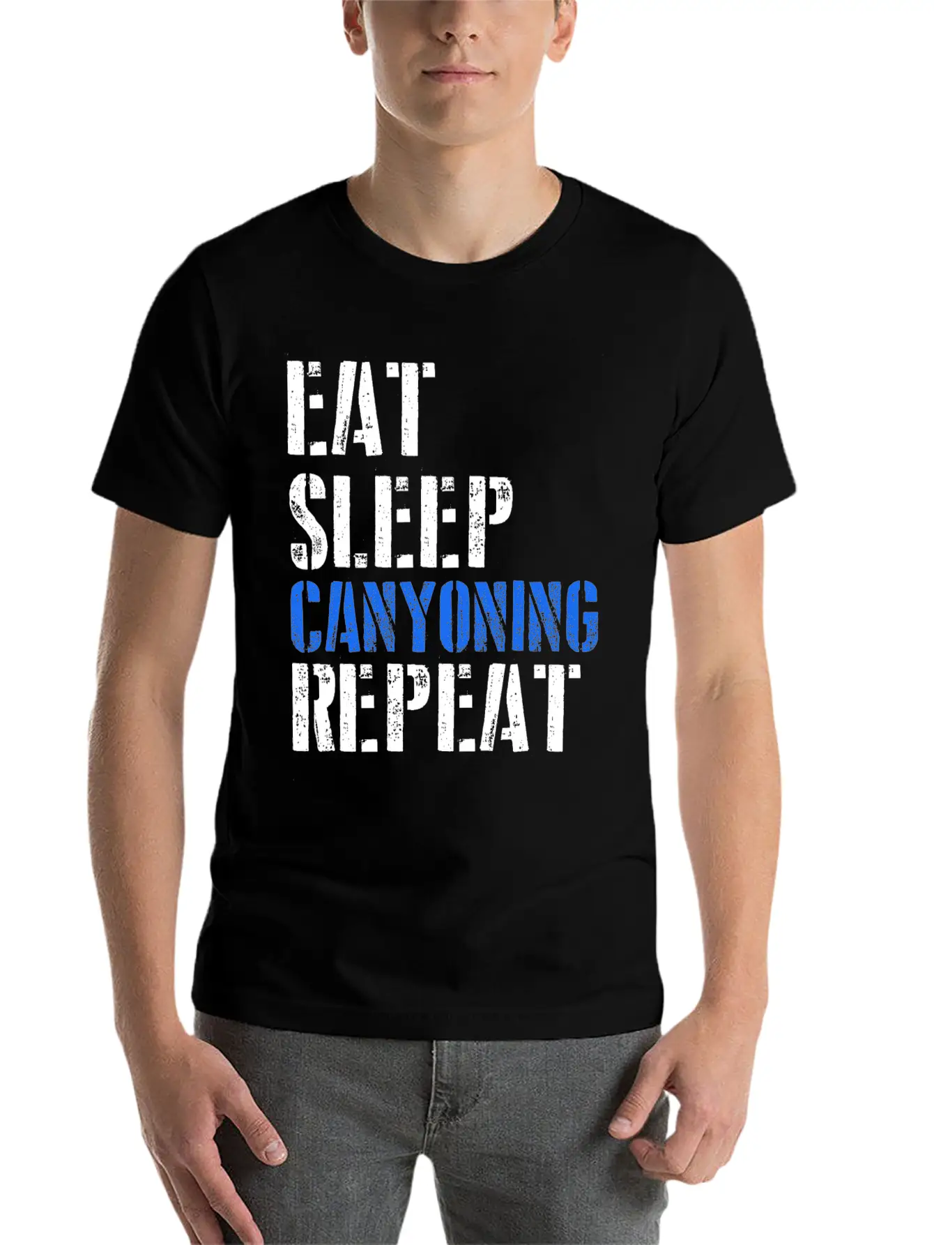 Eat. Sleep. Canyoning. Repeat. Stylish Everyday T-Shirt – Unisex Basic Cotton Tee