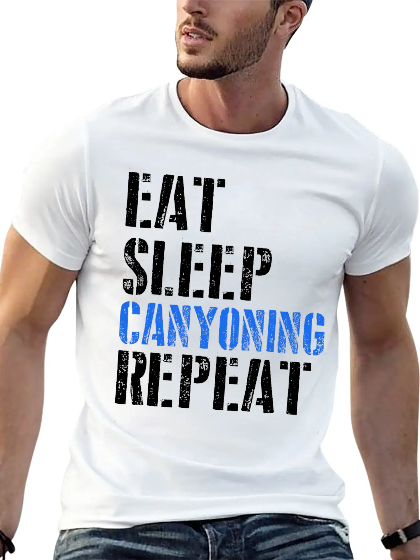 Eat. Sleep. Canyoning. Repeat. Stylish Everyday T-Shirt – Unisex Basic Cotton Tee