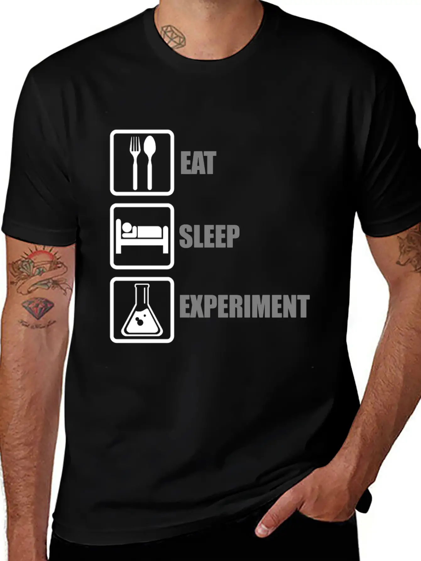 Eat, Sleep, Experiment Unisex Short Sleeve Soft Cotton T-Shirt – Casual Everyday Wear