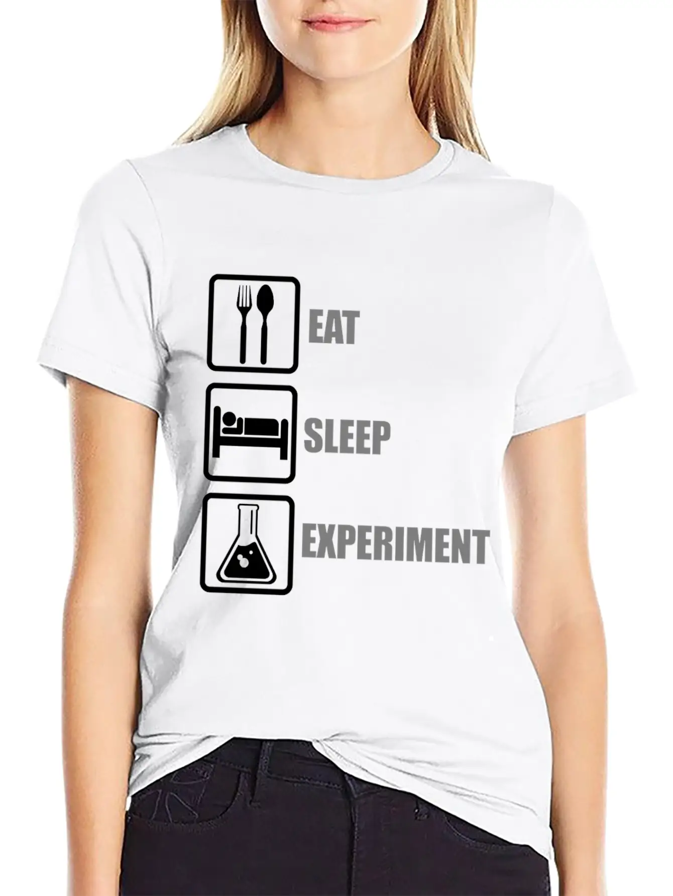 Eat, Sleep, Experiment Unisex Short Sleeve Soft Cotton T-Shirt – Casual Everyday Wear