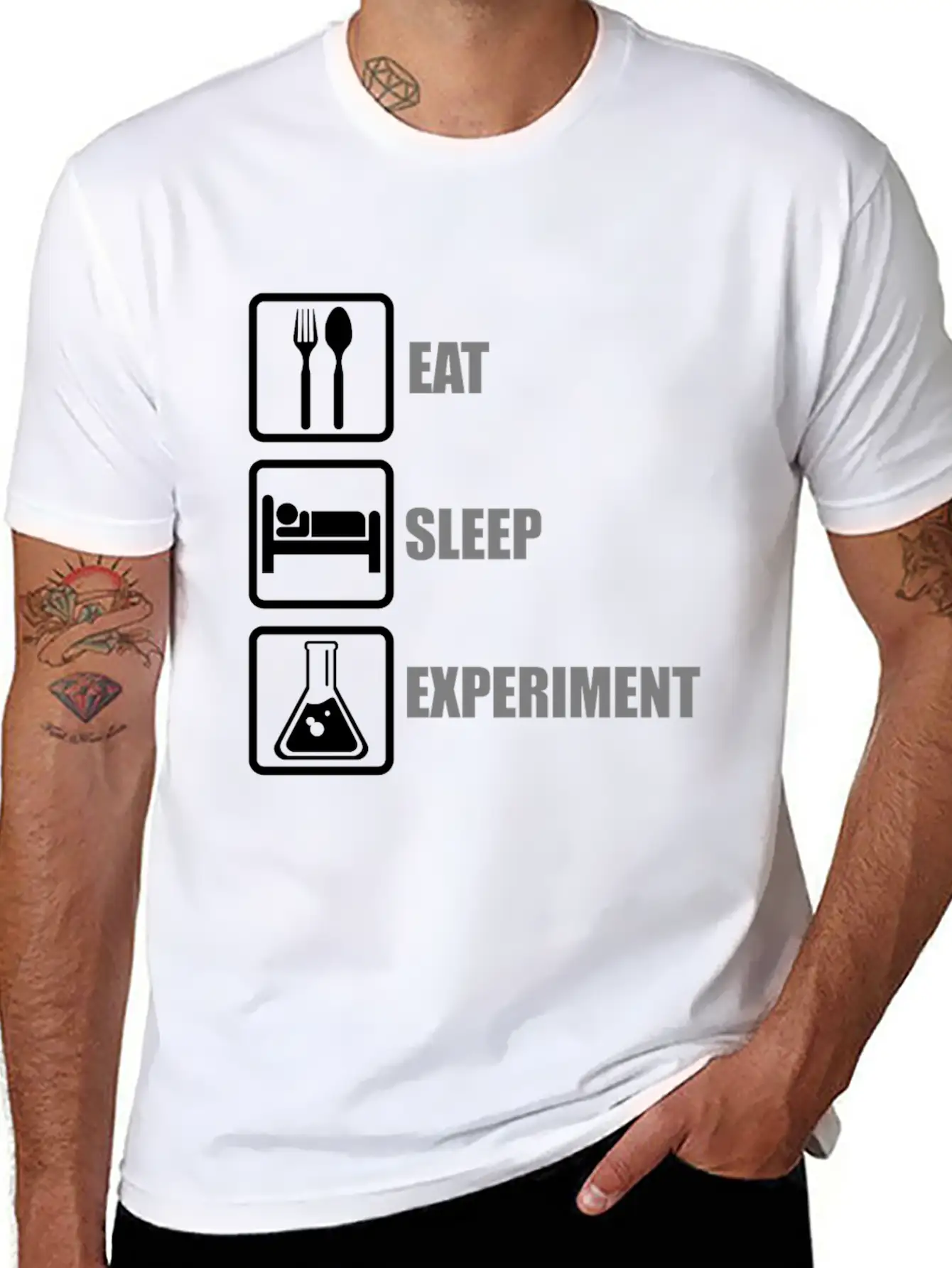 Eat, Sleep, Experiment Unisex Short Sleeve Soft Cotton T-Shirt – Casual Everyday Wear