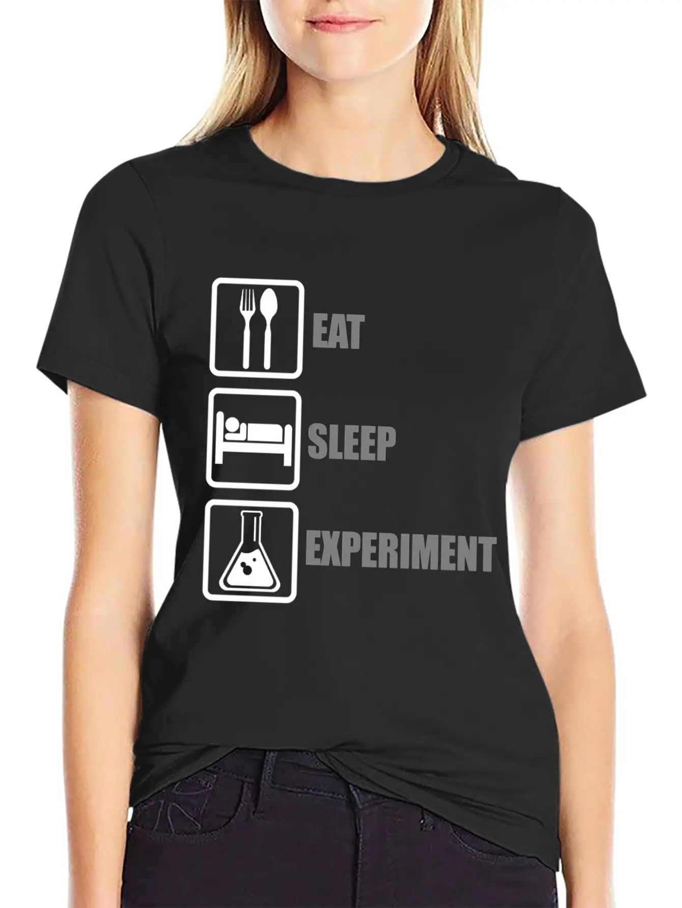 Eat, Sleep, Experiment Unisex Short Sleeve Soft Cotton T-Shirt – Casual Everyday Wear