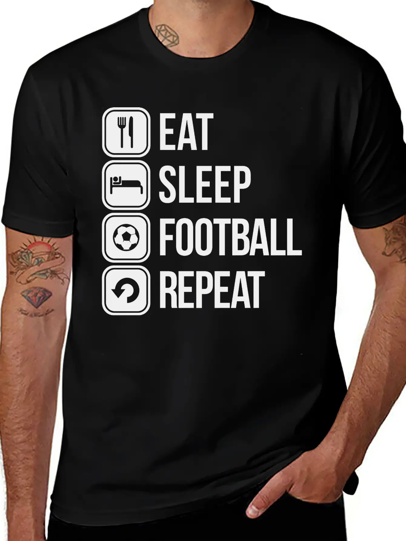Eat Sleep Football Repeat Stylish Everyday T-Shirt – Unisex Basic Cotton Tee