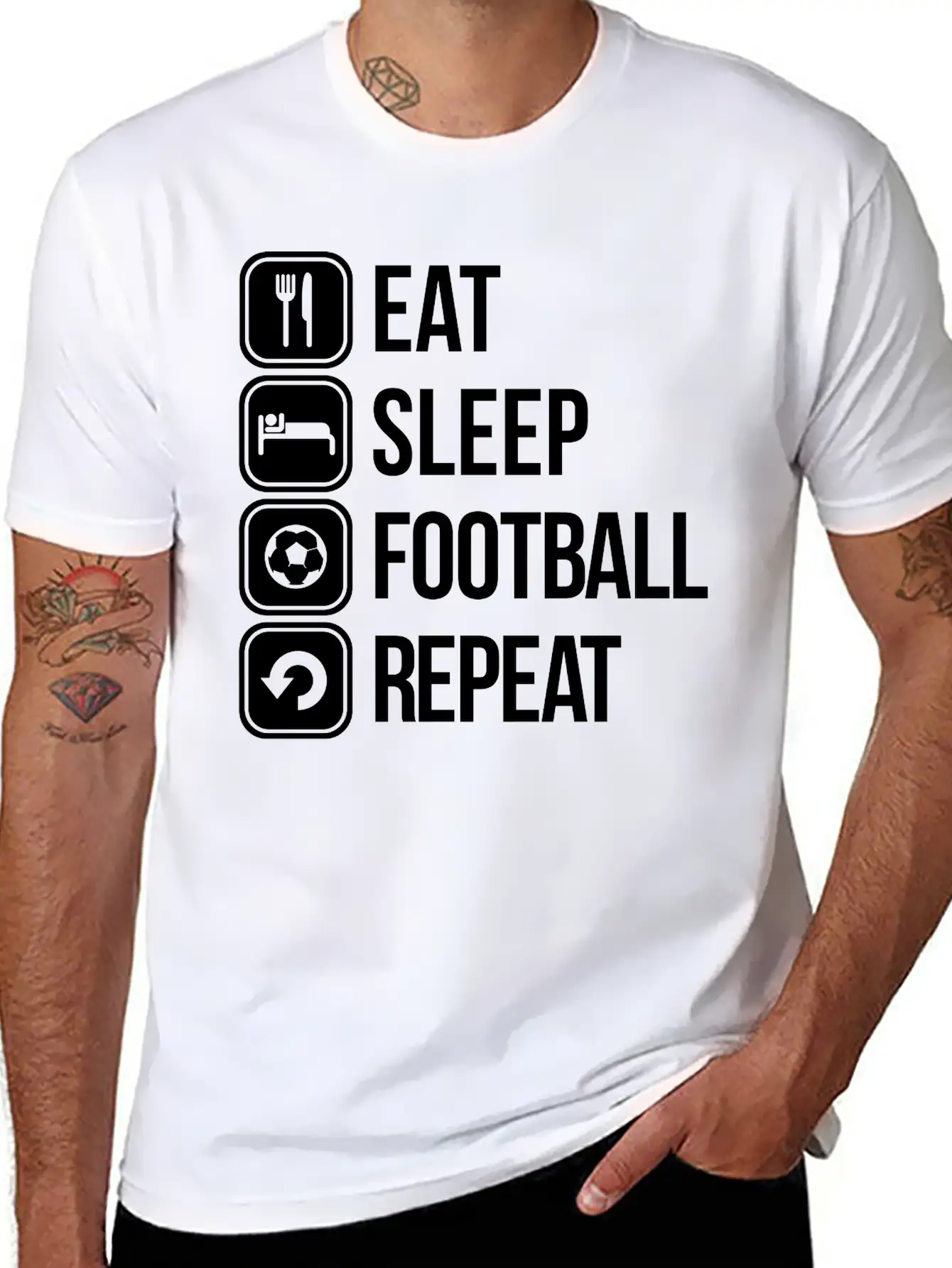 Eat Sleep Football Repeat Stylish Everyday T-Shirt – Unisex Basic Cotton Tee