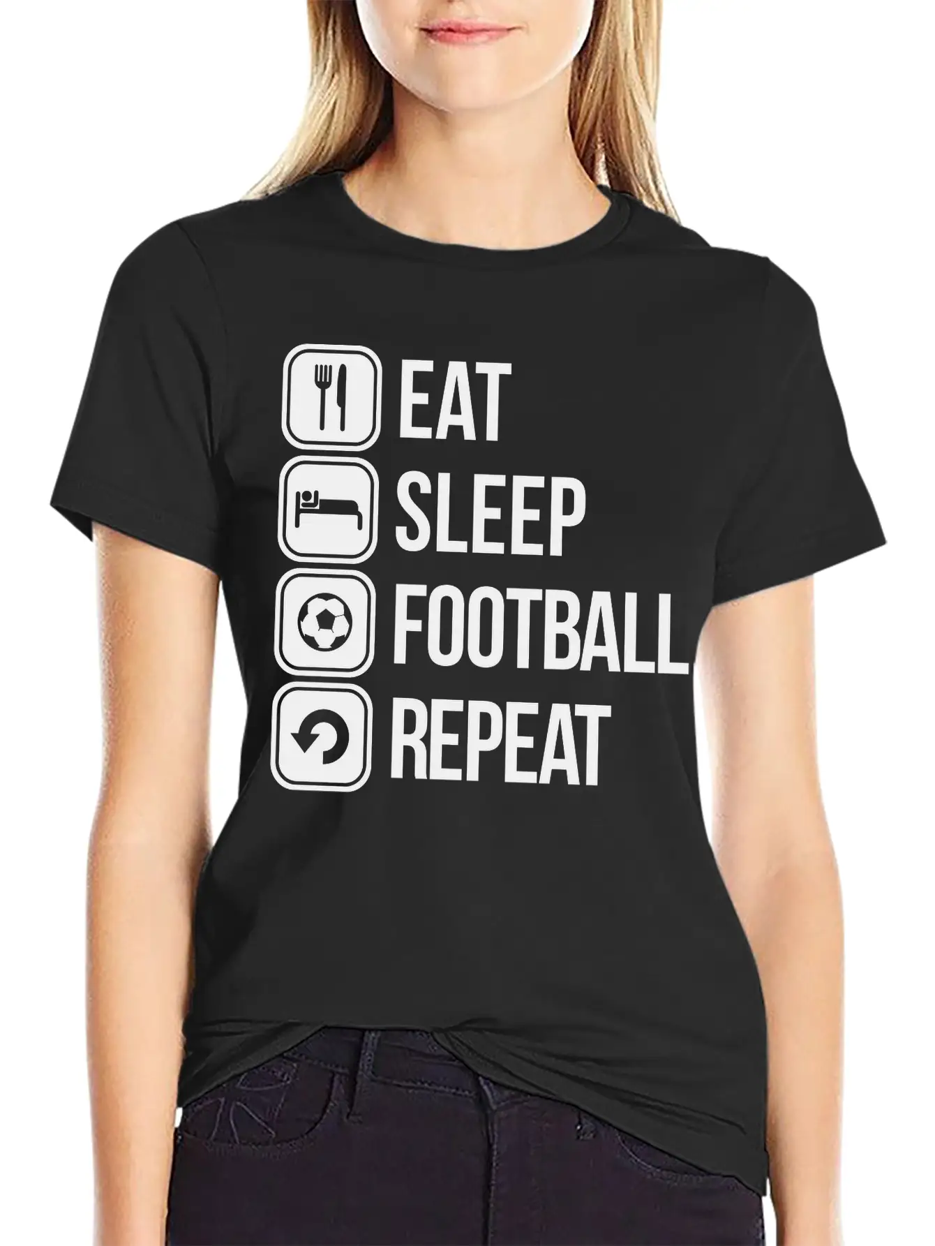 Eat Sleep Football Repeat Stylish Everyday T-Shirt – Unisex Basic Cotton Tee